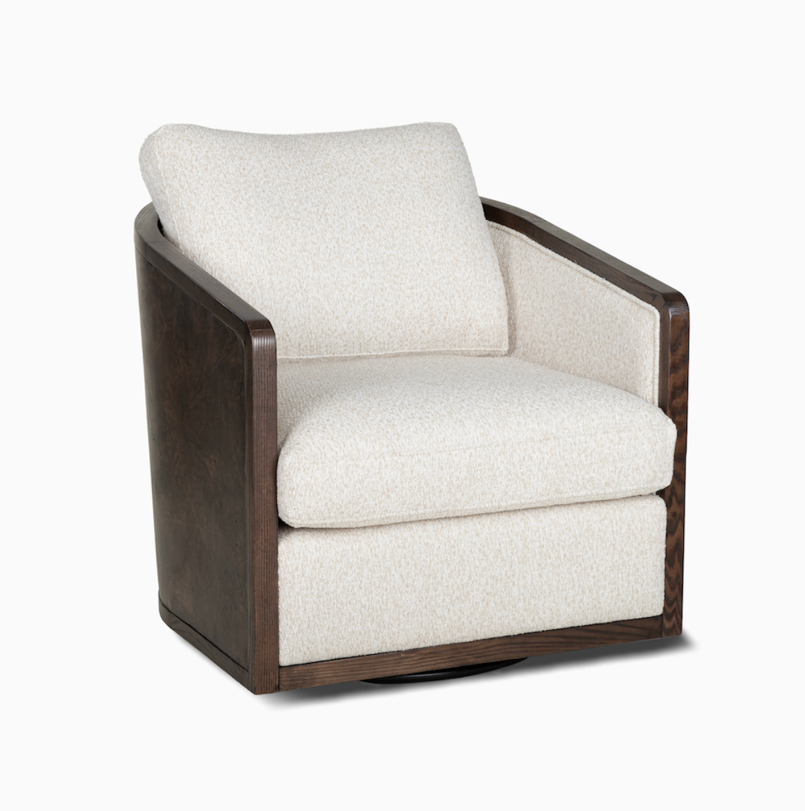 Hana 30" Occasional Swivel Chair- Highland Smoke and Toasted Burl