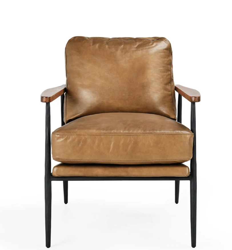 Kristoff Top Grain Leather Club Chair - Saddle