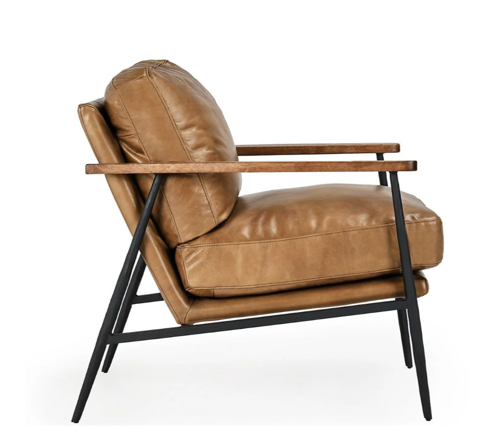 Kristoff Top Grain Leather Club Chair - Saddle