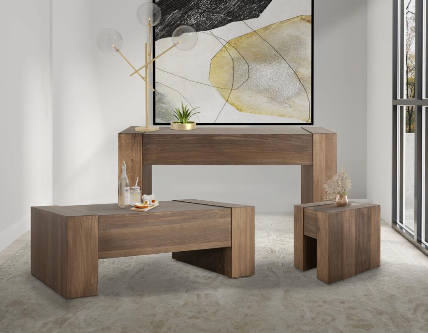 Lakota 65" Poplar Console Table - Warm Natural