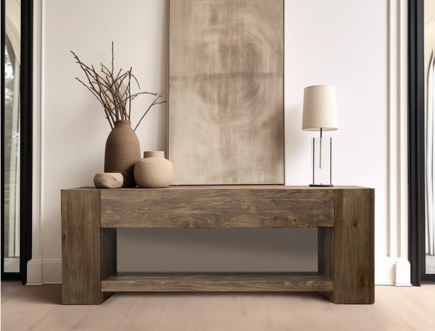 Lakota 94" Poplar Console Table - Warm Natural