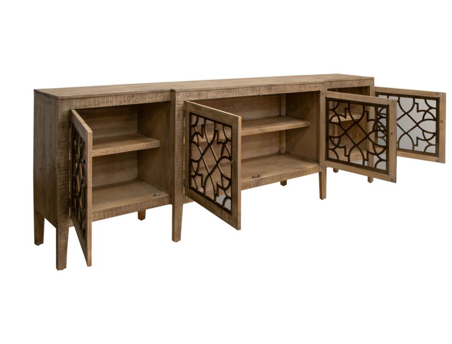 Mandalay 107" Reclaimed Pine 4 Door Sideboard - Light Natural