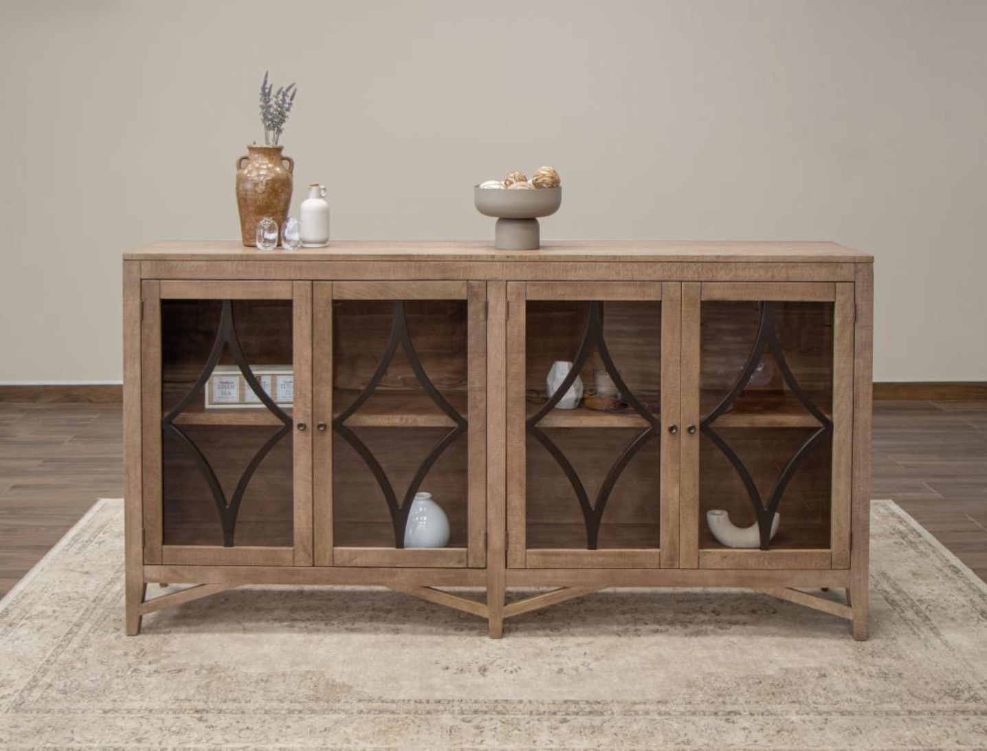 San Mated 80" Reclaimed Pine 4 Door Sideboard - Light Distressed