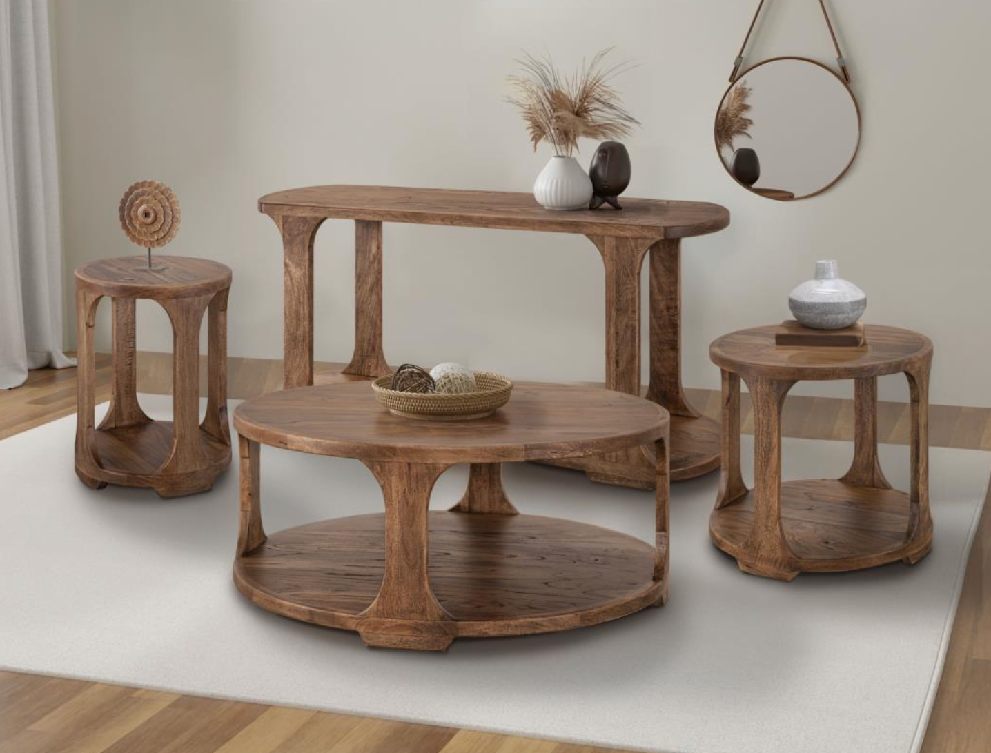 Bertram 42" Teak Round Coffee Table - Natural