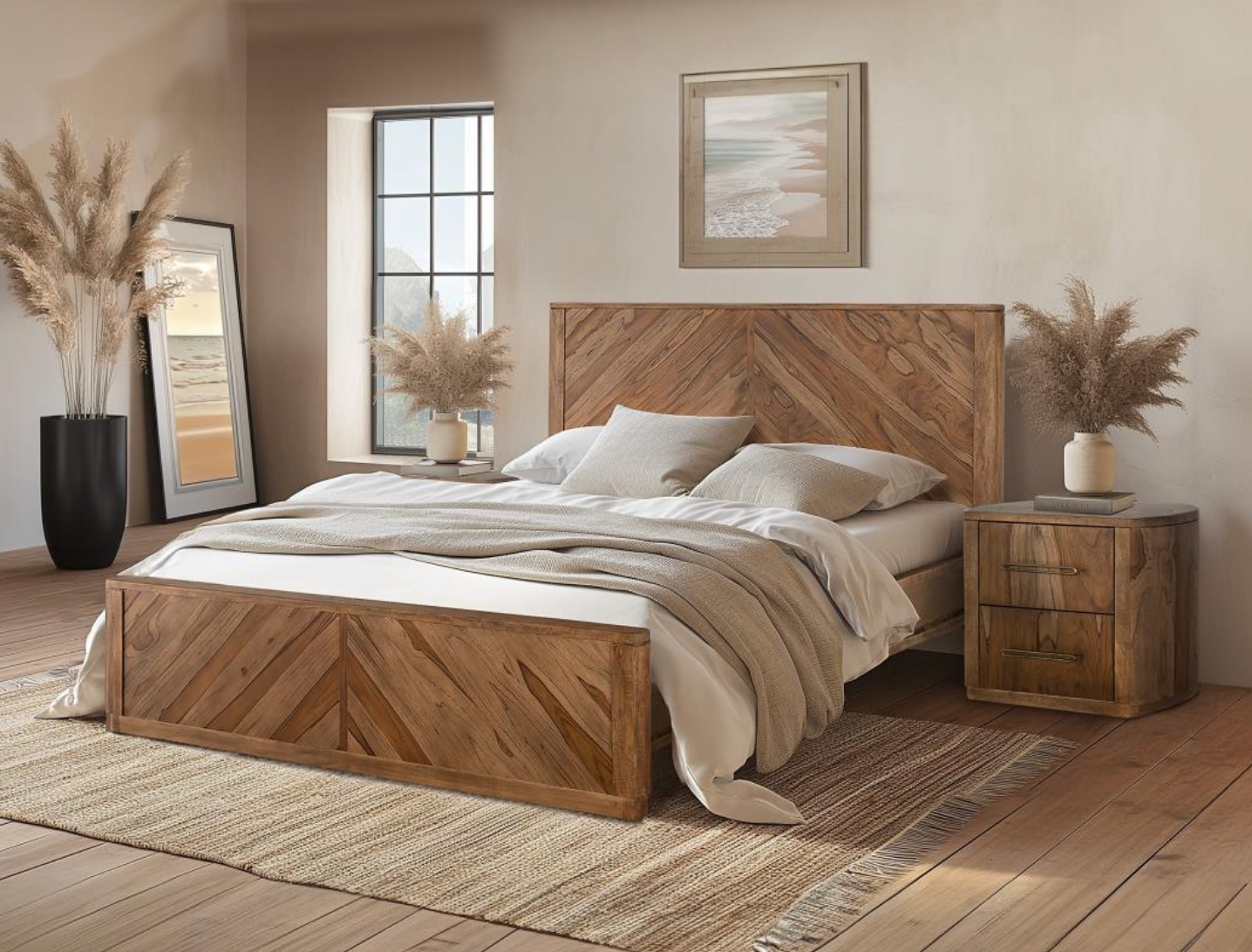 Bertram 29" Teak 2 Drawer Nightstand - Natural