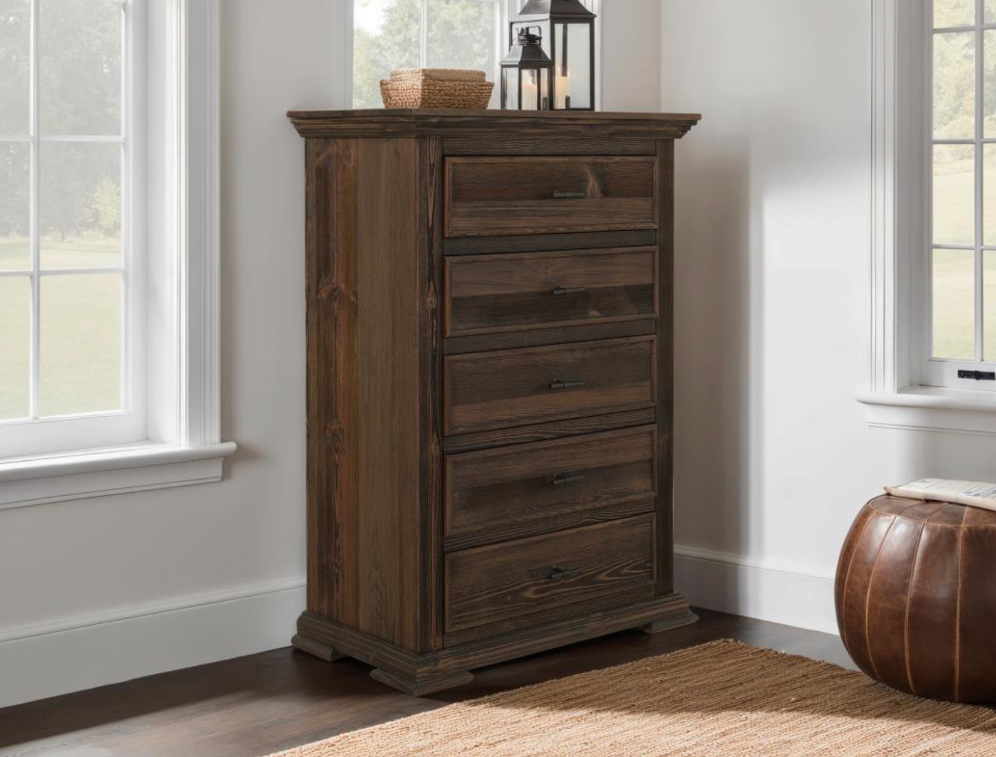 Dothan 37" 5 Drawer Dresser - Dark Cocoa