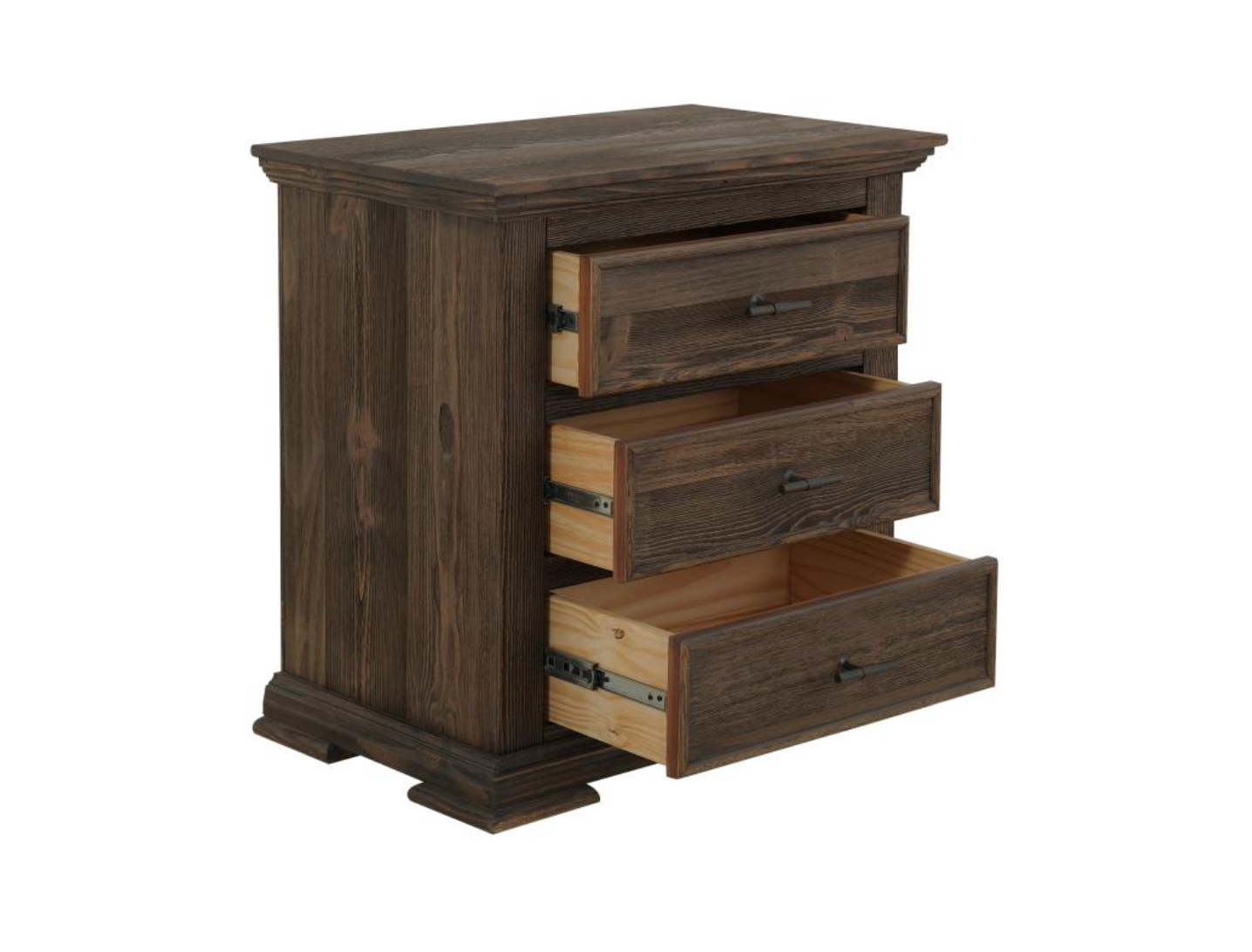 Dothan 30" 3 Drawer Nightstand- Dark Cocoa