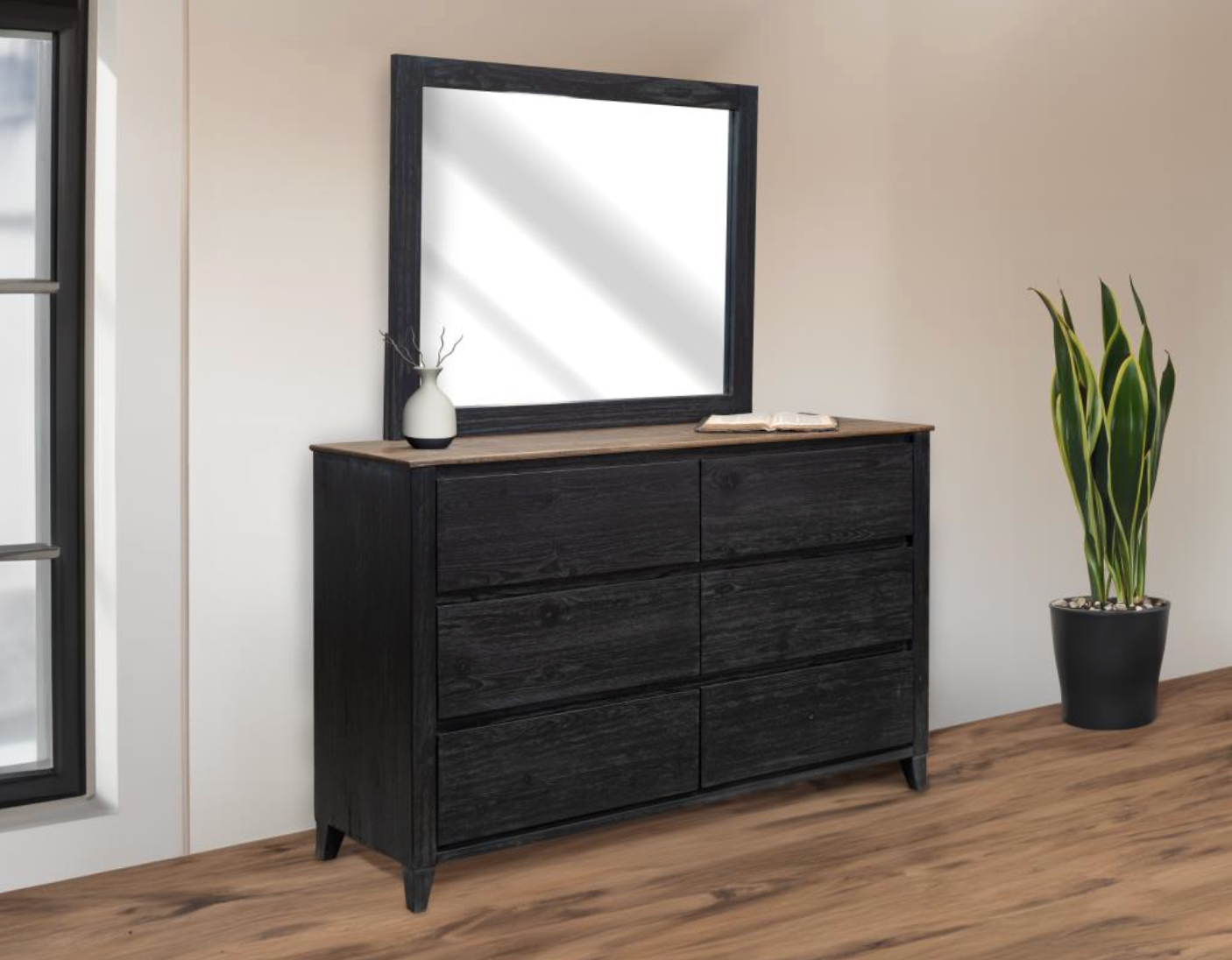 Etowah 61" 6 Drawer Dresser - Ebony