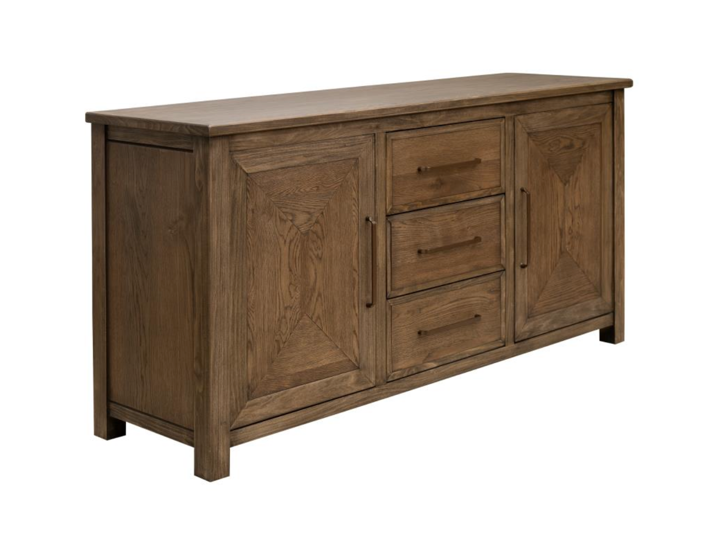 Newton 69" Poplar 3 Drawer Sideboard- Warm Oak