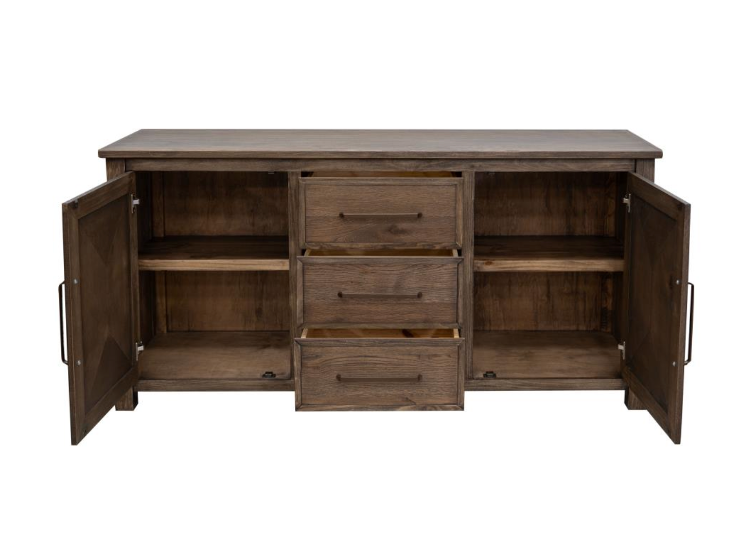 Newton 69" Poplar 3 Drawer Sideboard- Warm Oak