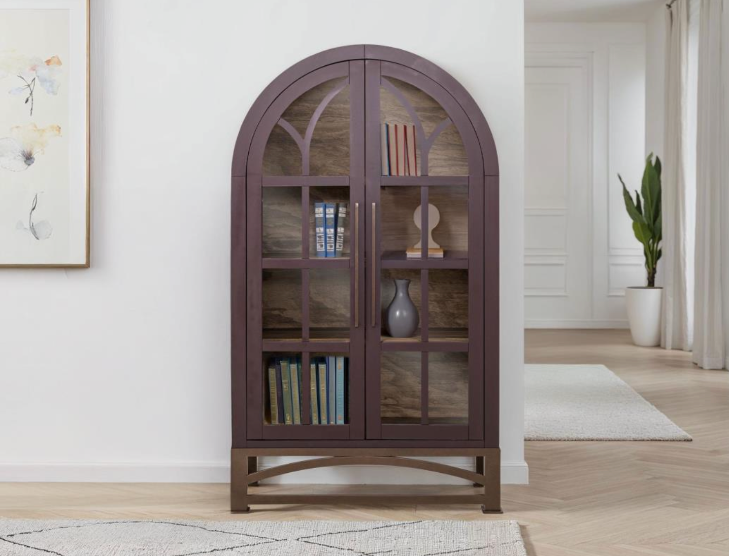 Clarksburg 42" Oval Pine + Glass Cabinet - Mauve