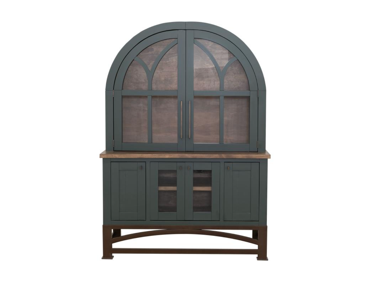 Clarksburg 49" 6 Door Pine + Glass 2 Hutch - Sage Green