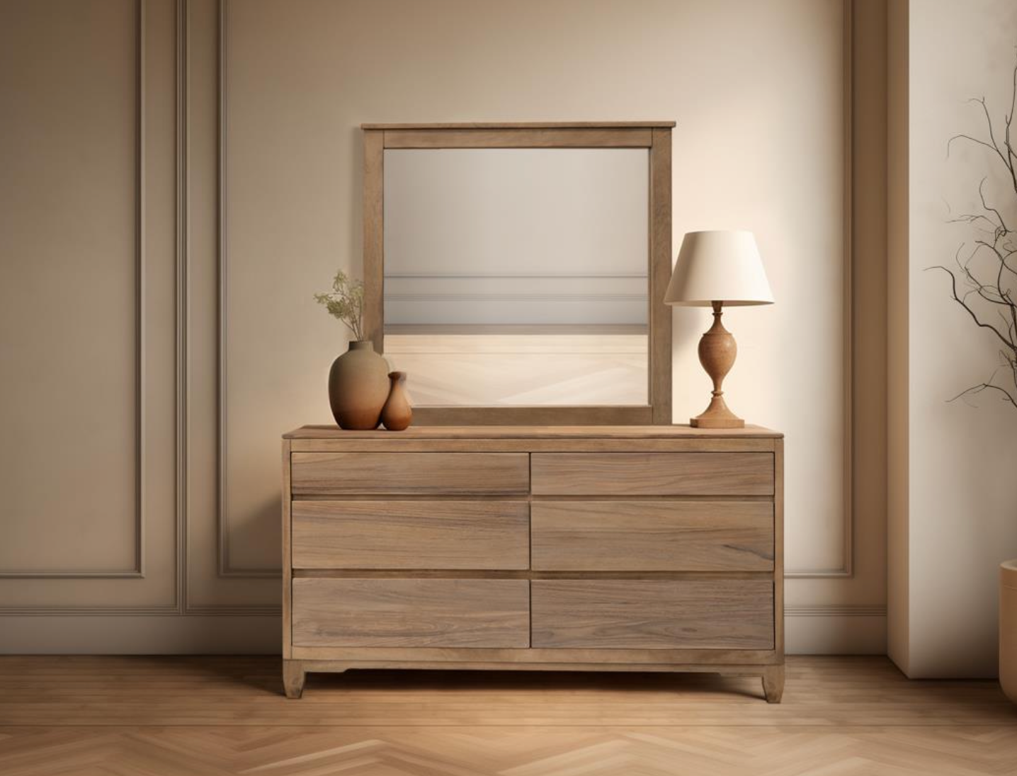 Tamarindo 62" Parota 6 Drawer Dresser - Natural