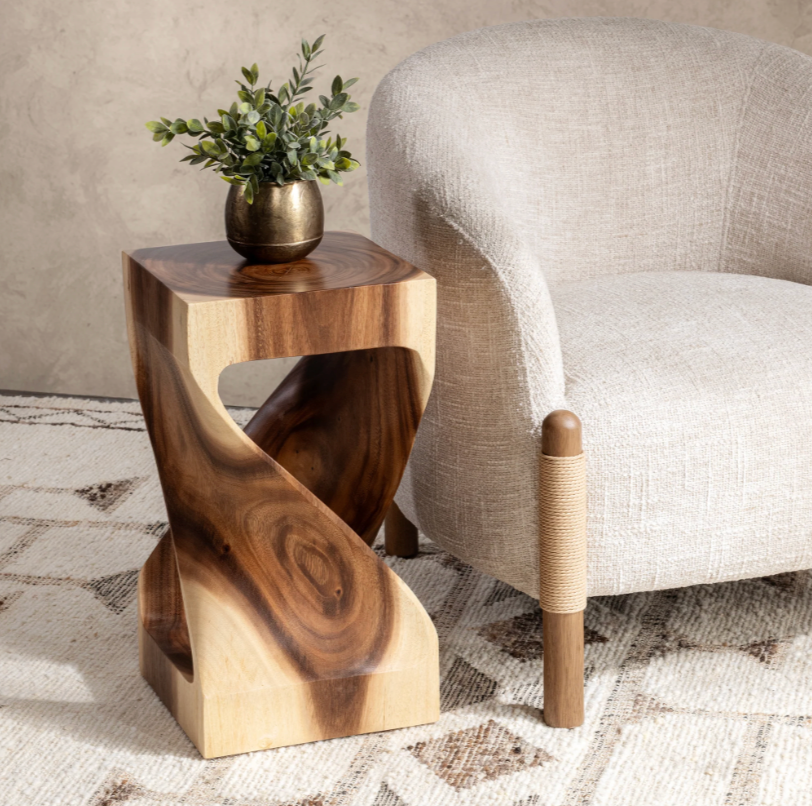 Elia 12" Teak Accent Table - Natural