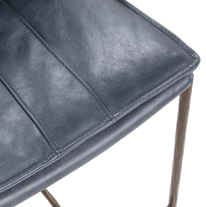 Wesley Top Grain Leather Bar Stool - Ocean Blue