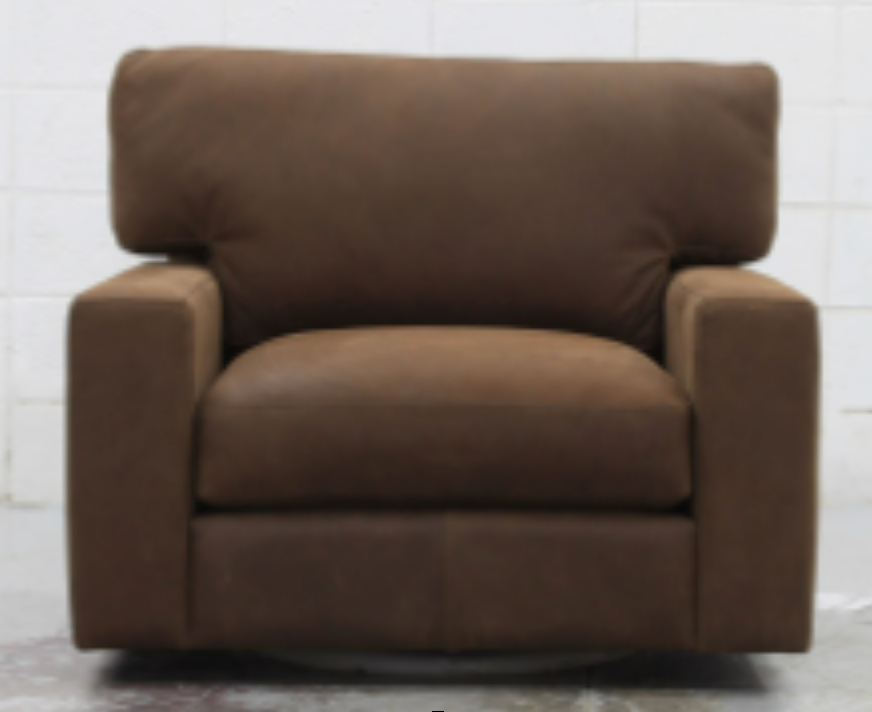 Claude 38" Top Grain Leather Swivel Chair - Napa Fudge