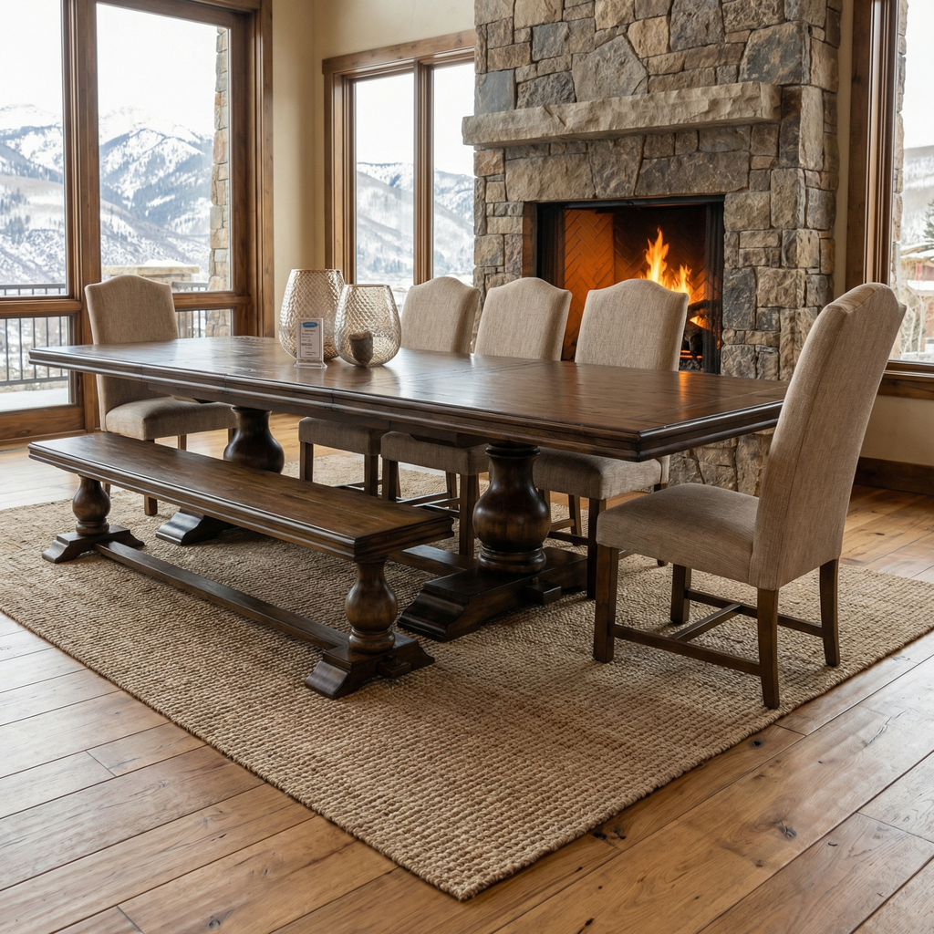 Sicily 84" - 106" - 128" Extension Dining Table - Chestnut