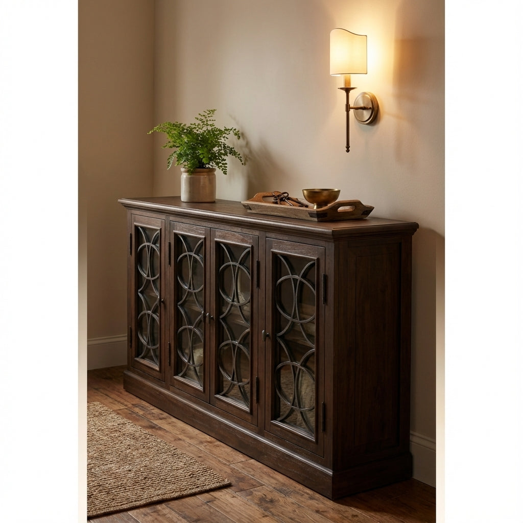 Wilhelm 76" 4 Door Sideboard - Natural + Black