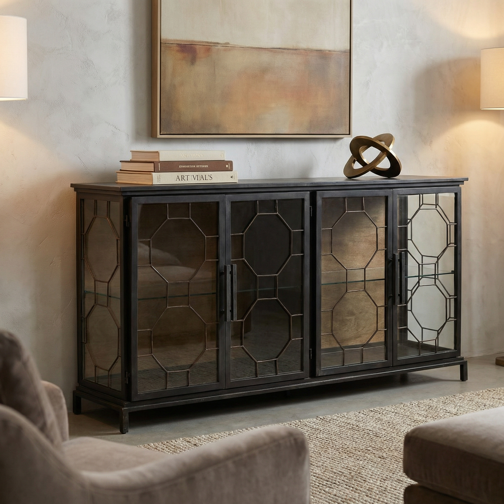 Solis 80" 4 Door Sideboard - Black