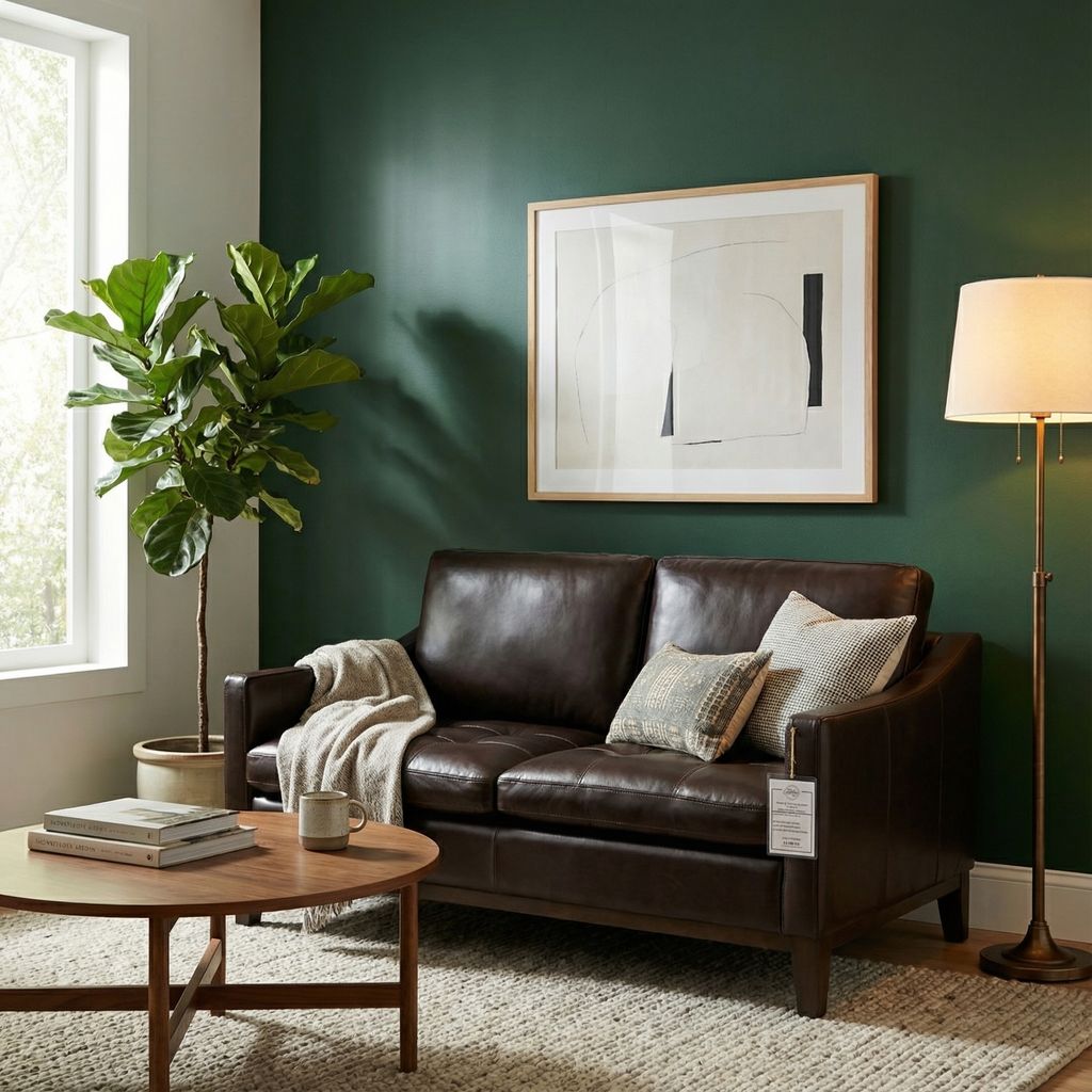 Torrey 61" Top Grain Leather 2 Cushion Loveseat - Monza Walnut