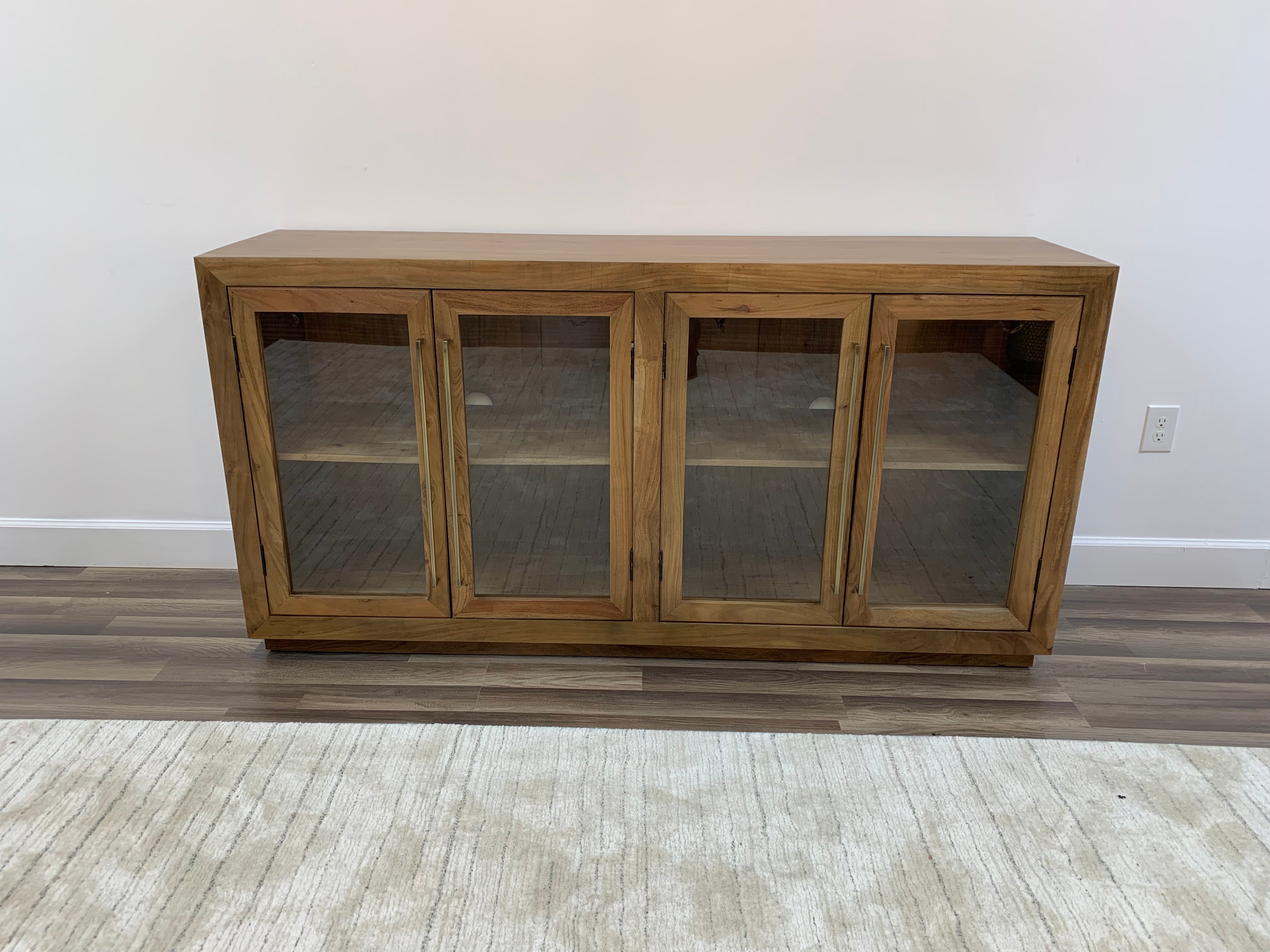 Tristan 72" 4 Door Glass Front Sideboard - Natural