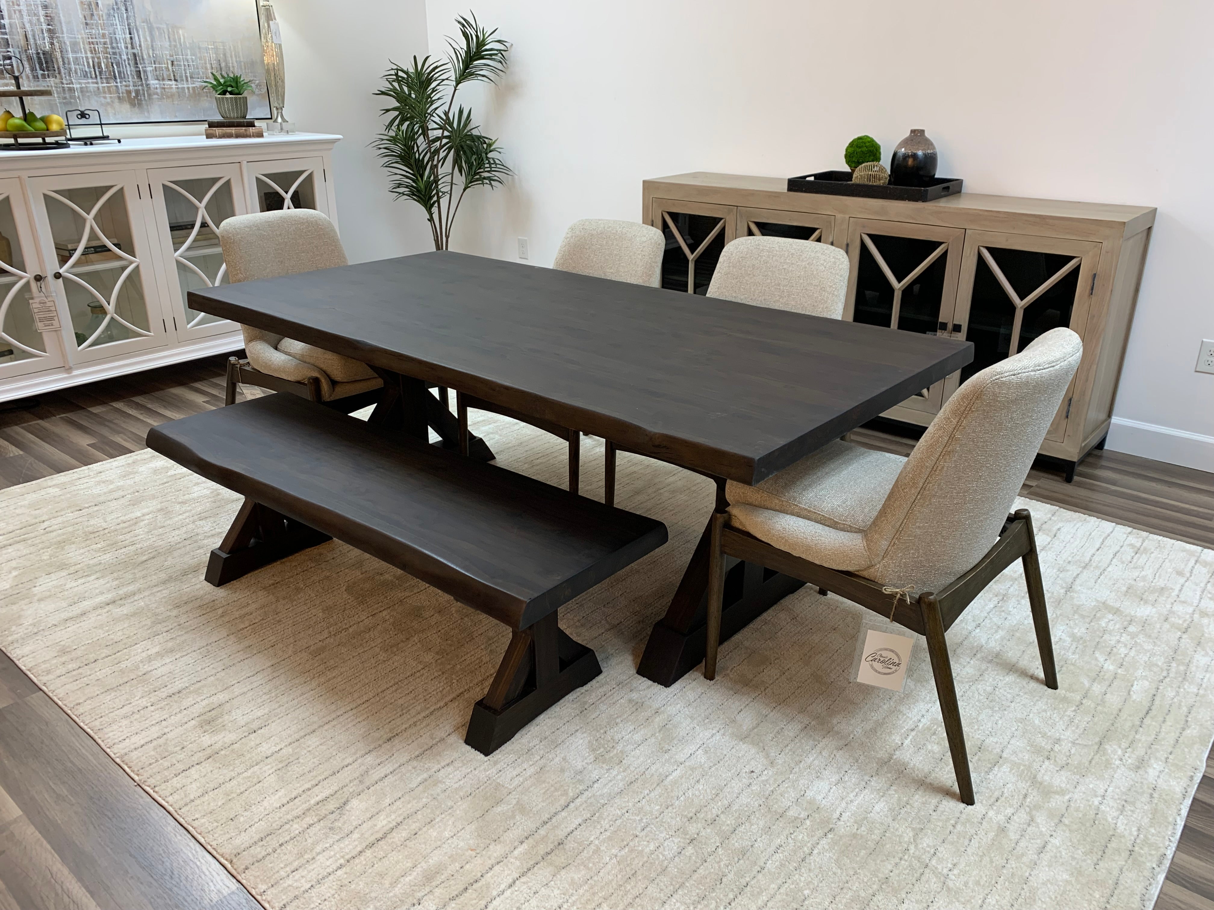 Bartholomew 84" Teak Live Edge Dining Table - Natural + Black