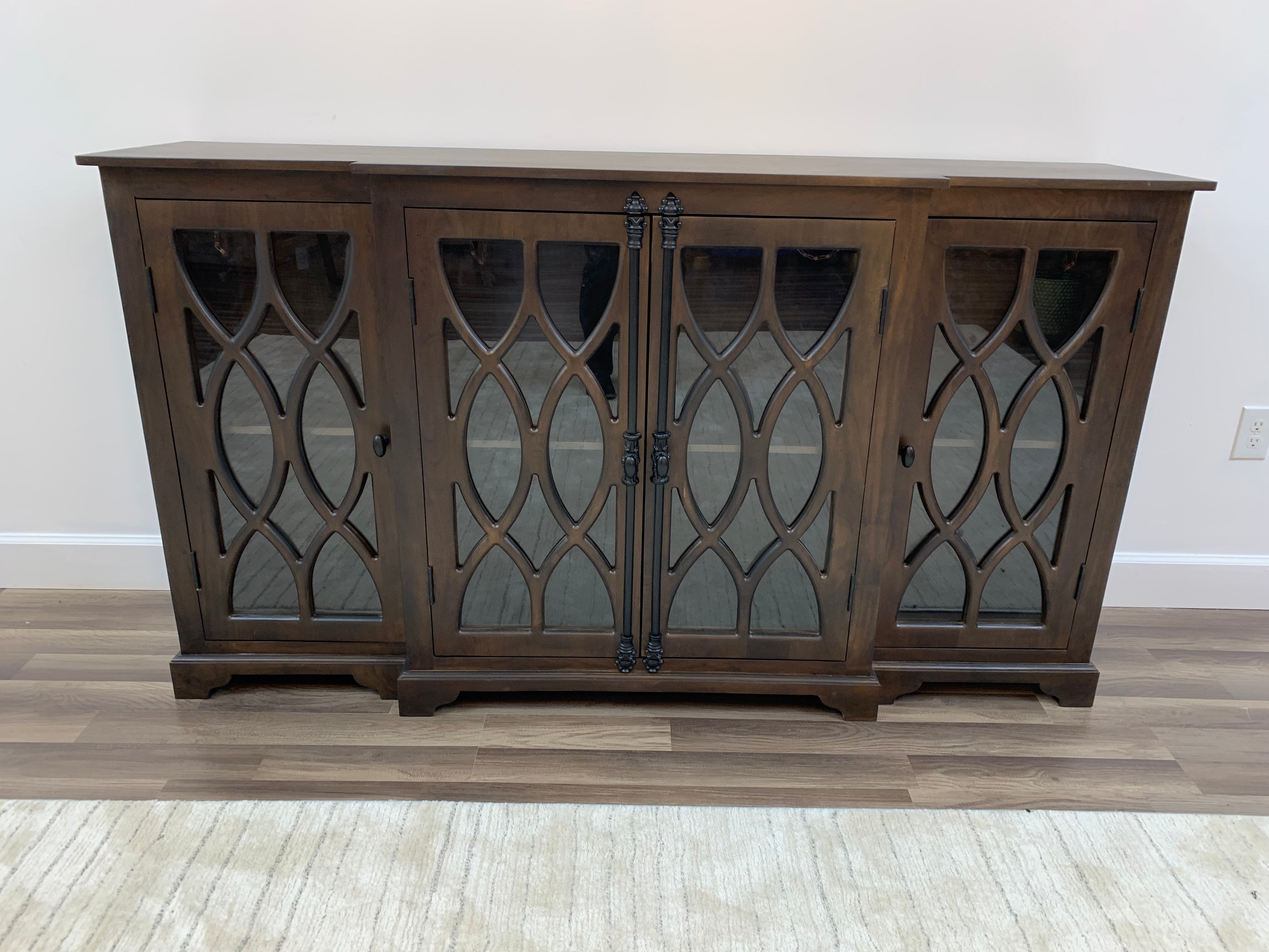 Clarissa 72" Acacia 4 Door Breakfront Sideboard - Natural + Black