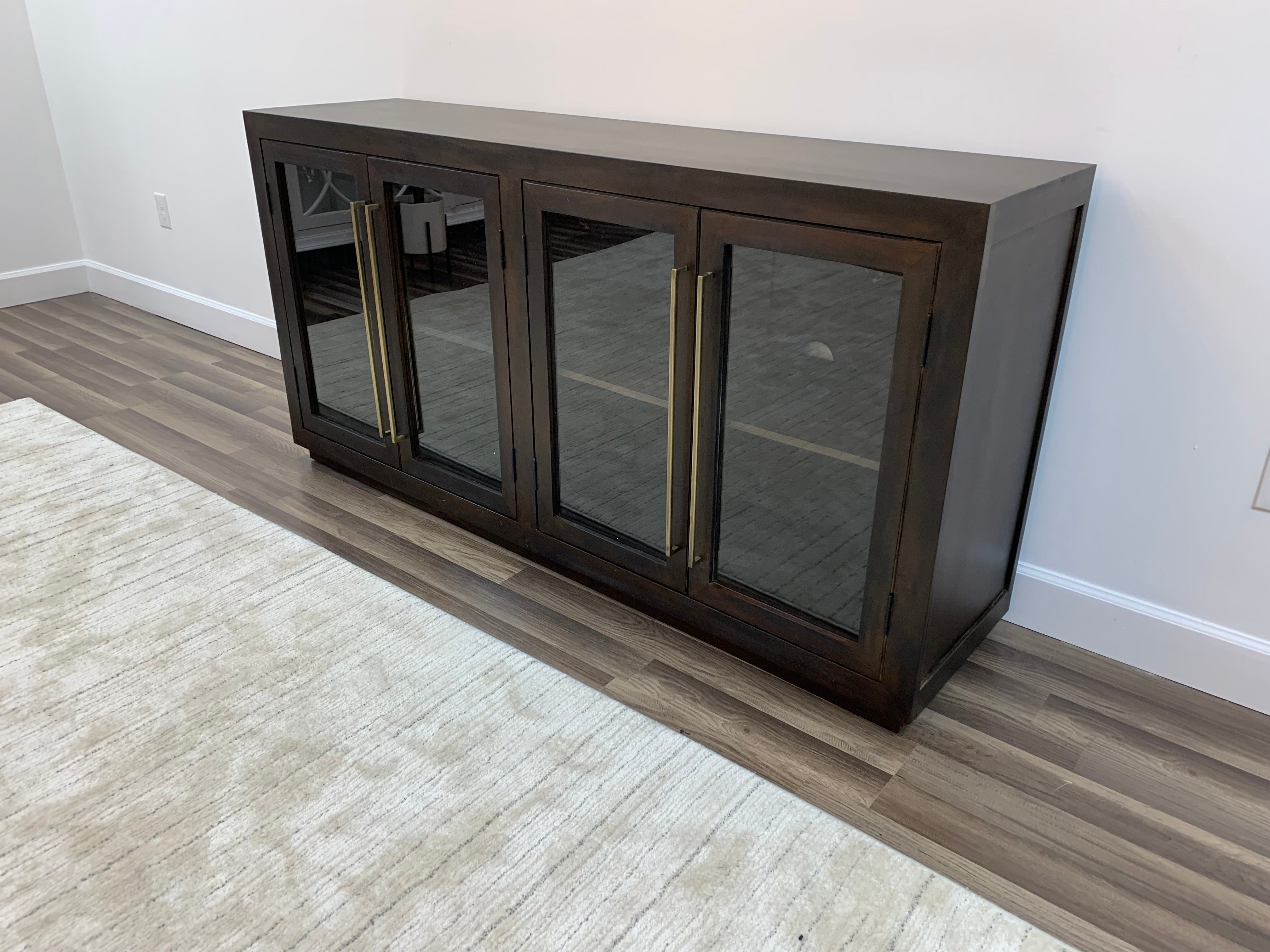 Tristan 72" 4 Door Glass Front Sideboard - Natural + Black