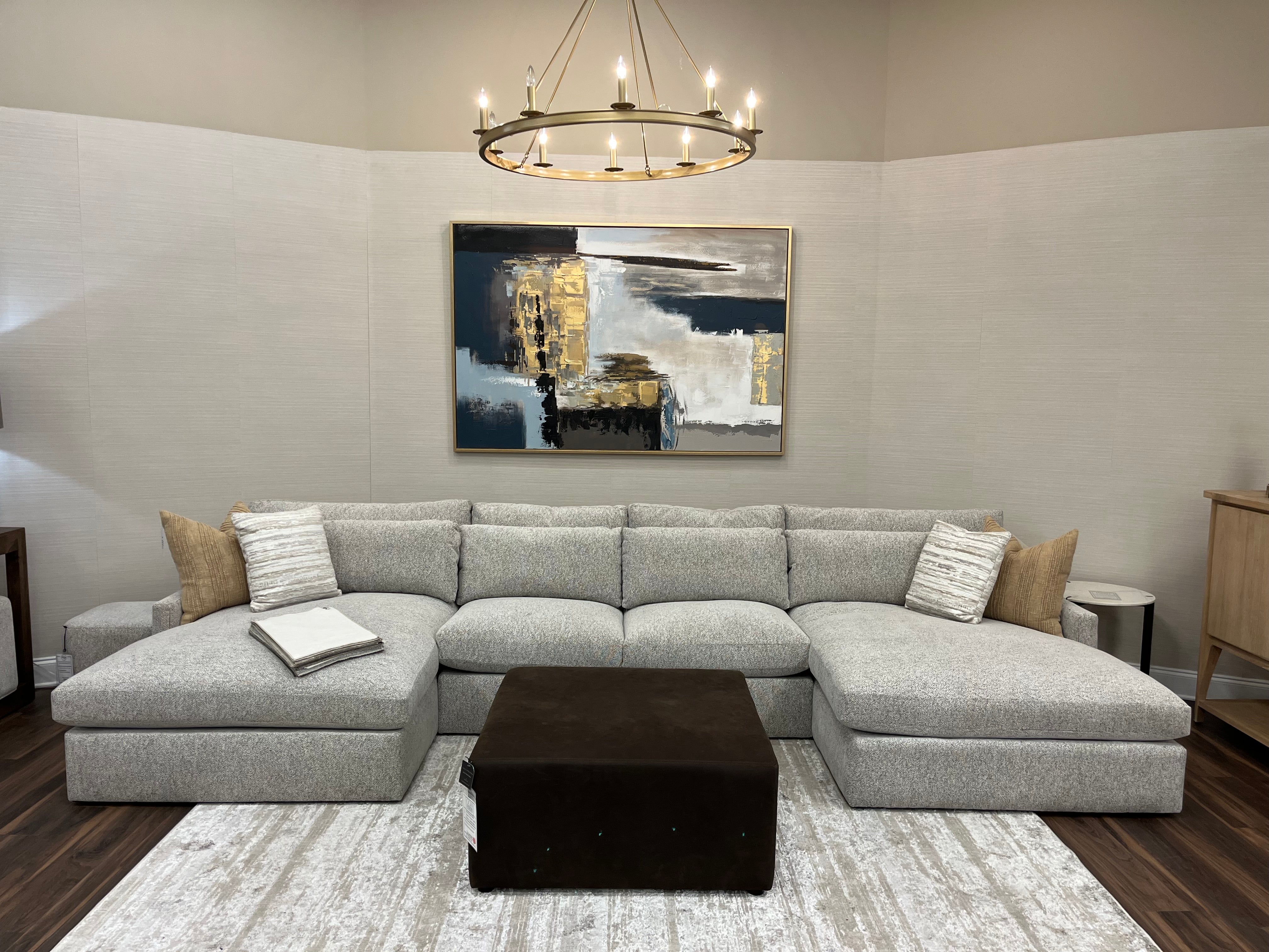 Ethan 159" Ethan Luxe Dual Chaise Sectional + Kidney Pillow - Frosted Taupe