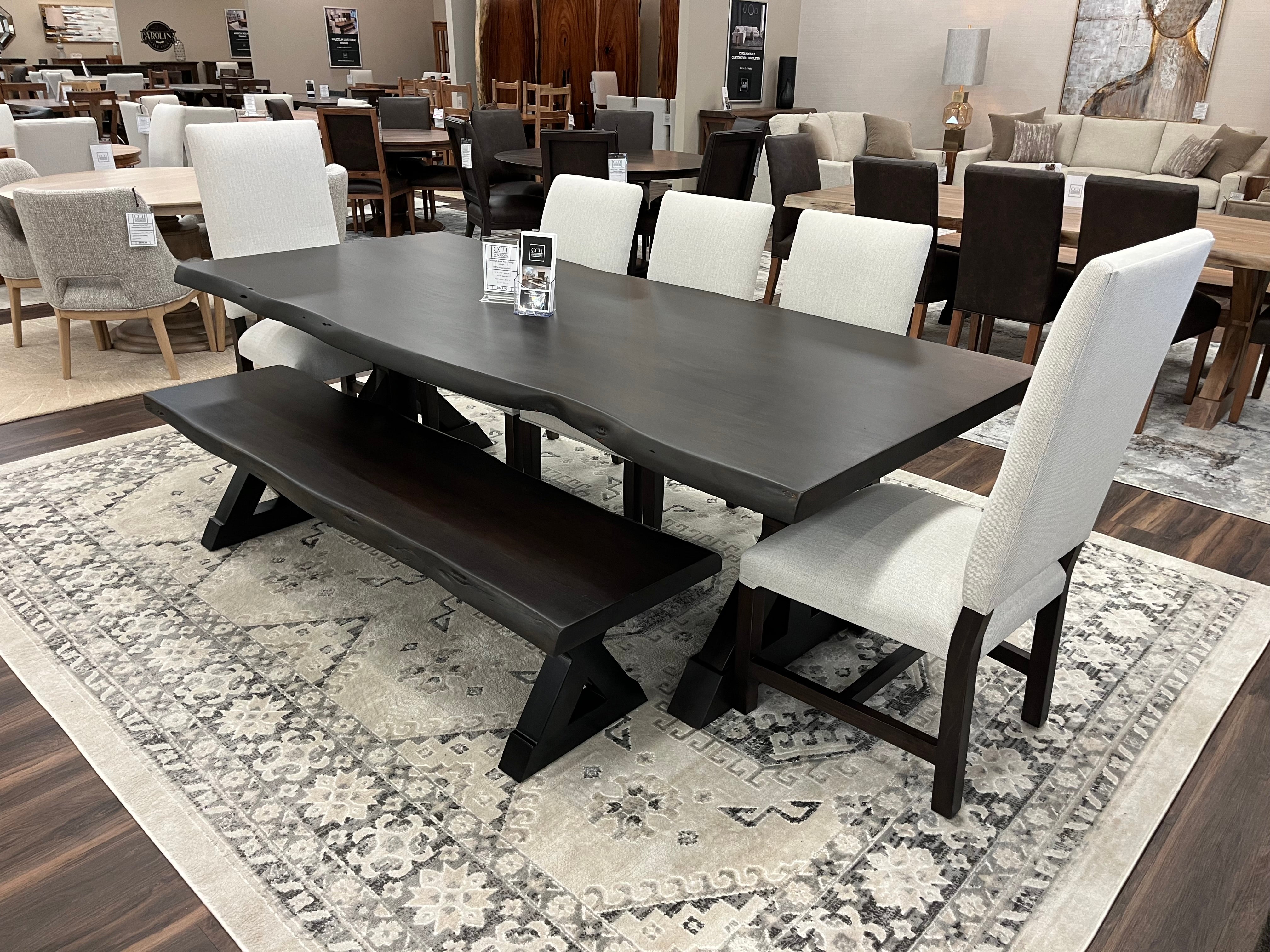 Malcolm Acacia 96" Live Edge Dining Table - Natural + Black