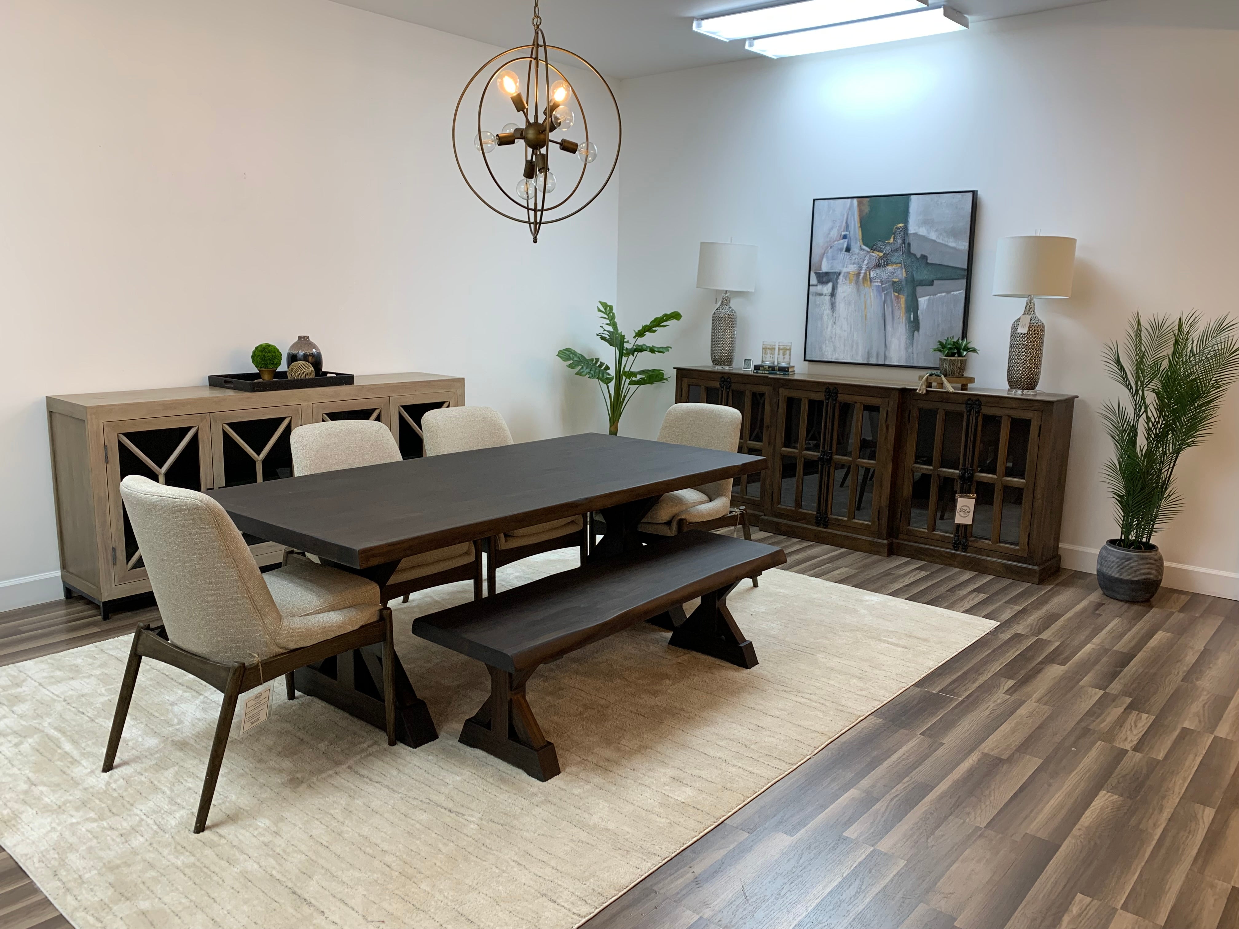 Bartholomew 84" Teak Live Edge Dining Table - Natural + Black