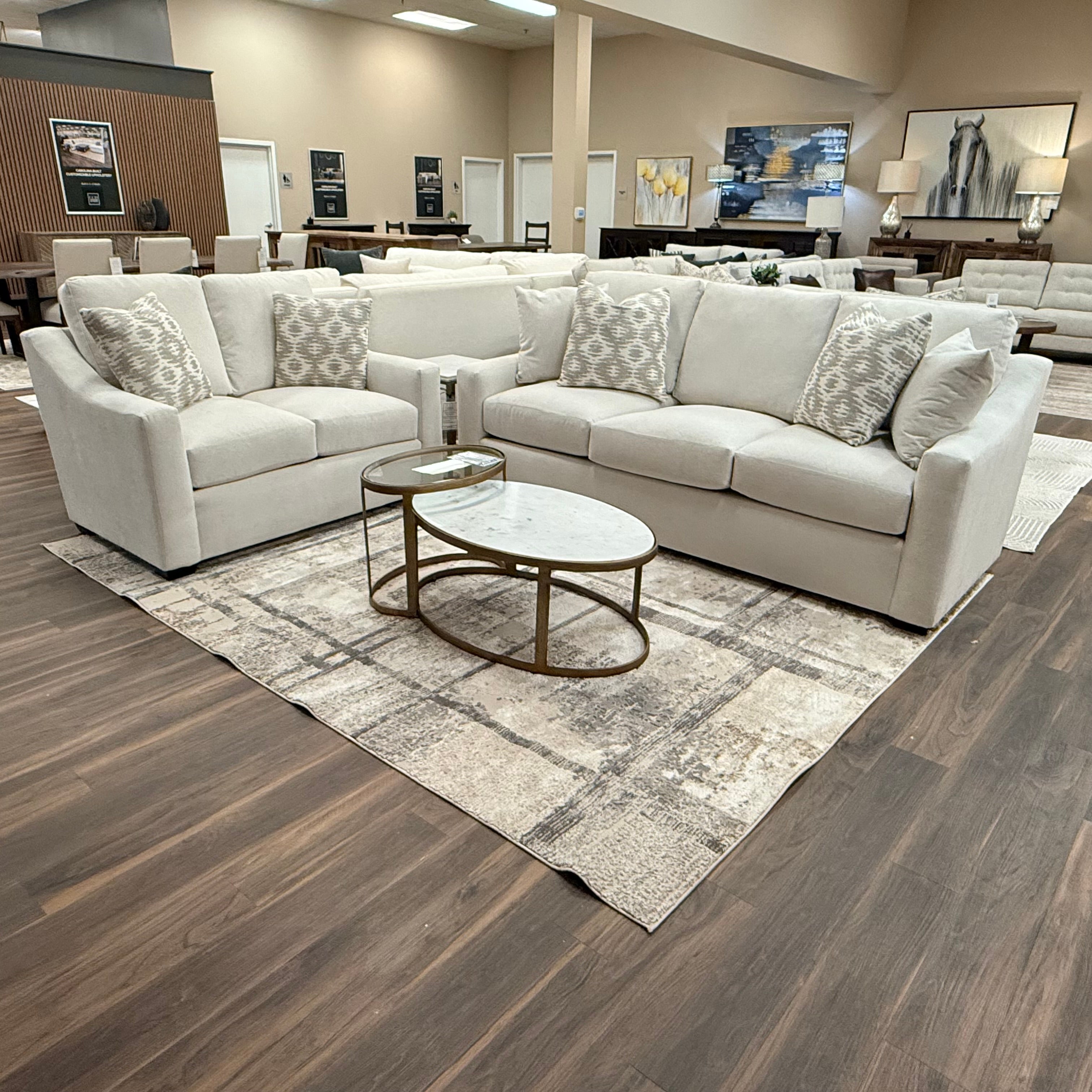 Carson 56" Sloped Track Arm 2 Cushion Loveseat - Performance Alabaster