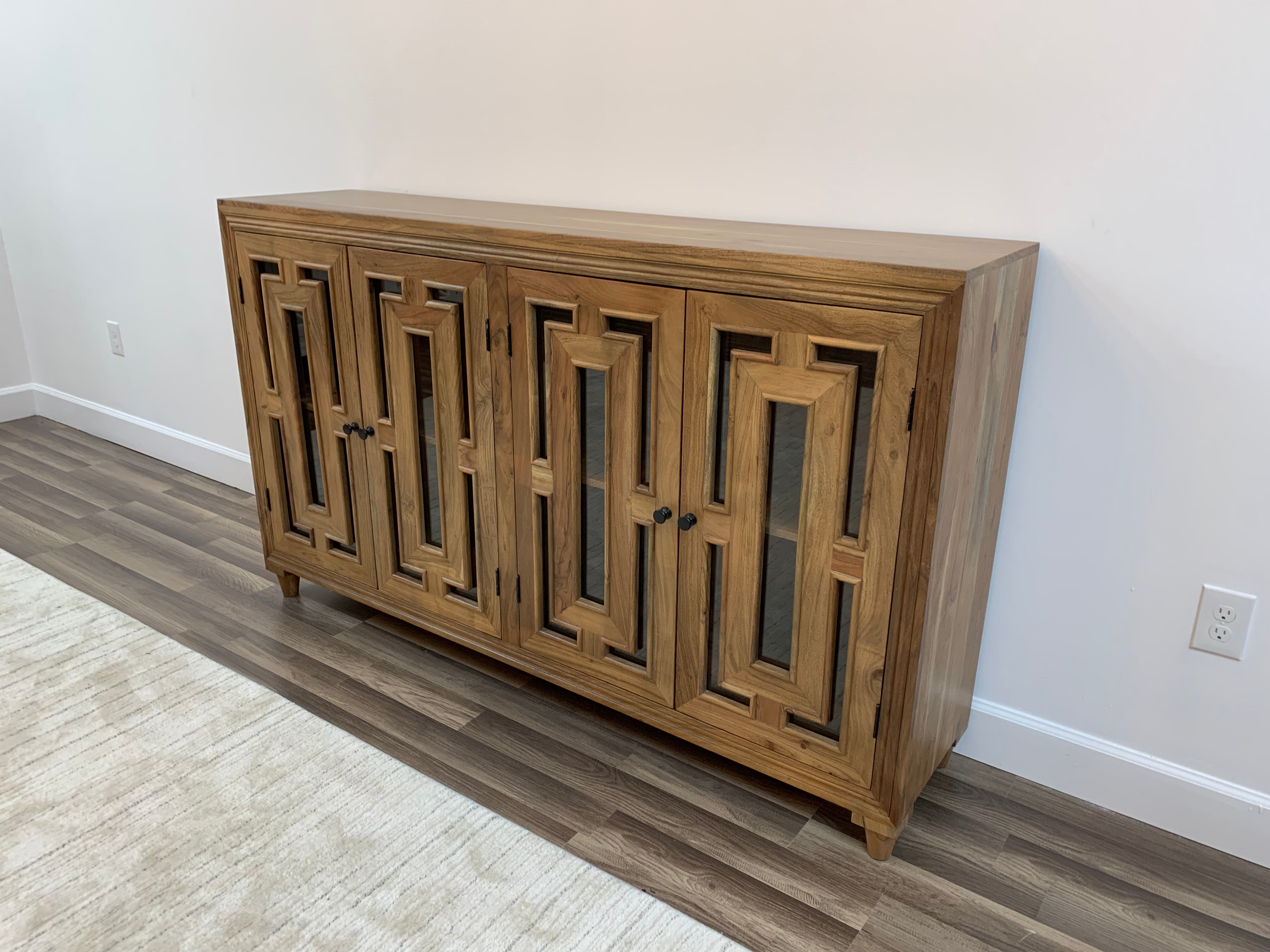 Dominic 71" Acacia 4 Door Glass Front Sideboard - Natural