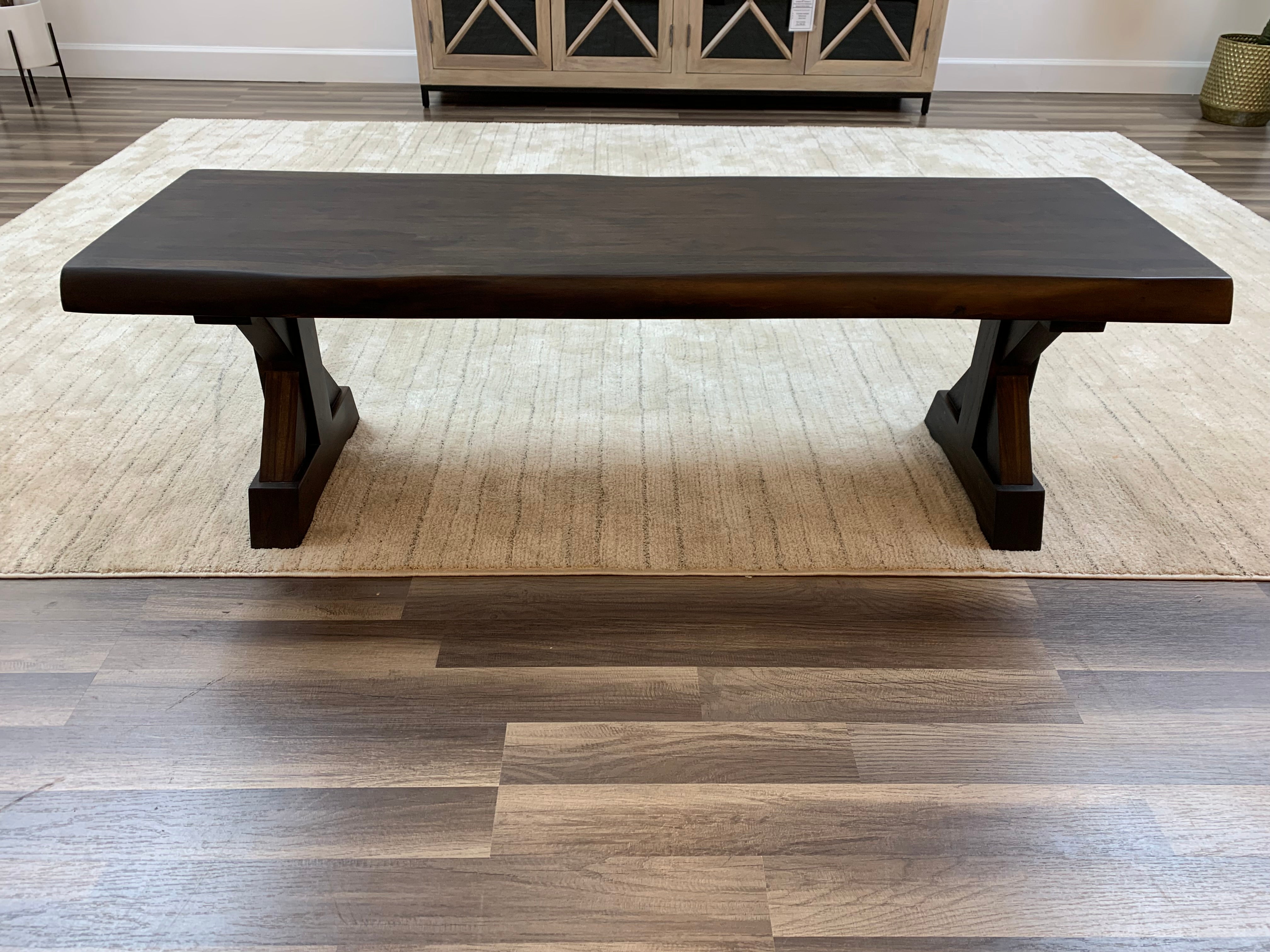 Bartholomew Teak Live Edge Dining Bench - Natural + Black