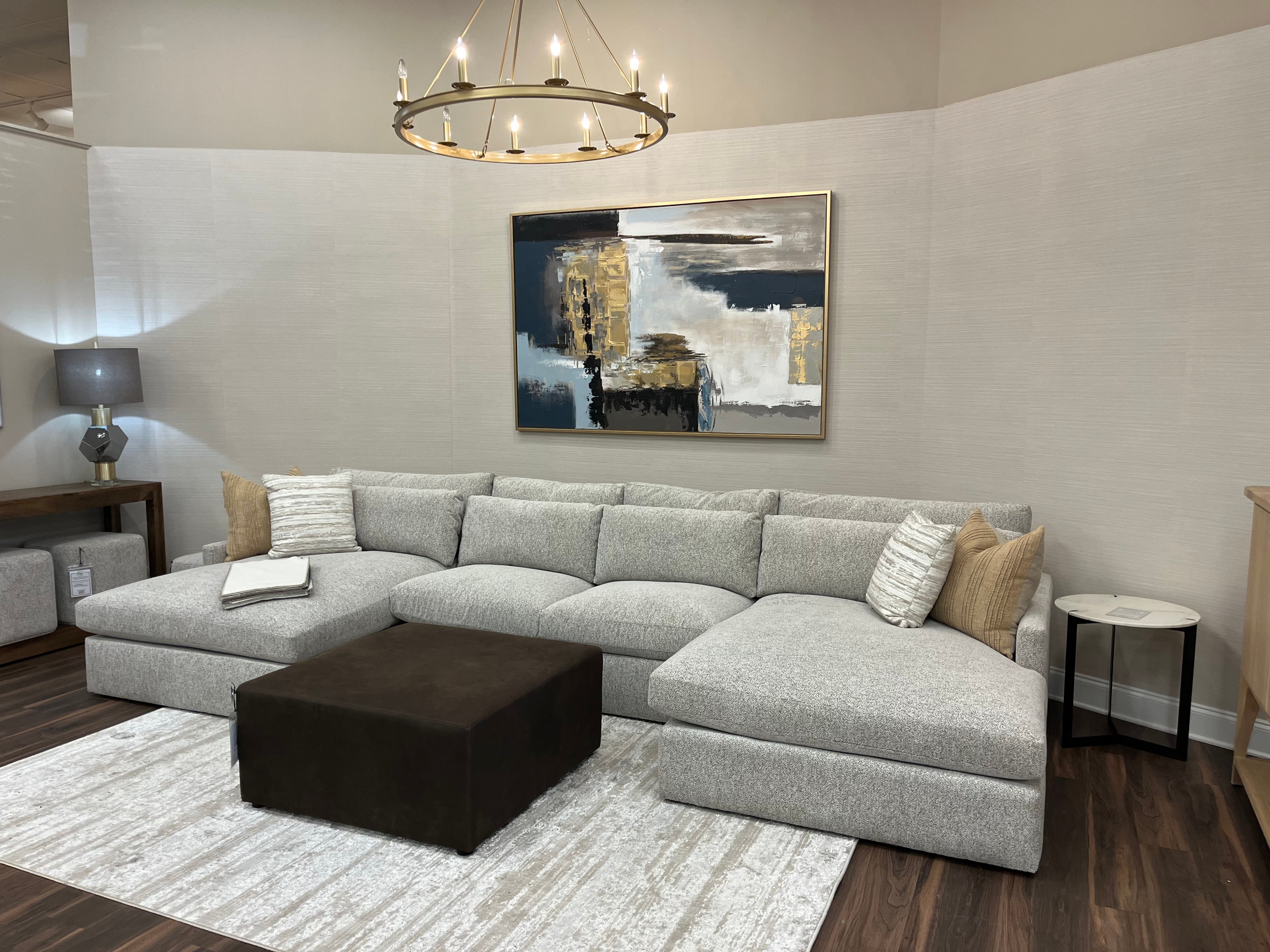 Ethan 159" Ethan Luxe Dual Chaise Sectional + Kidney Pillow - Frosted Taupe