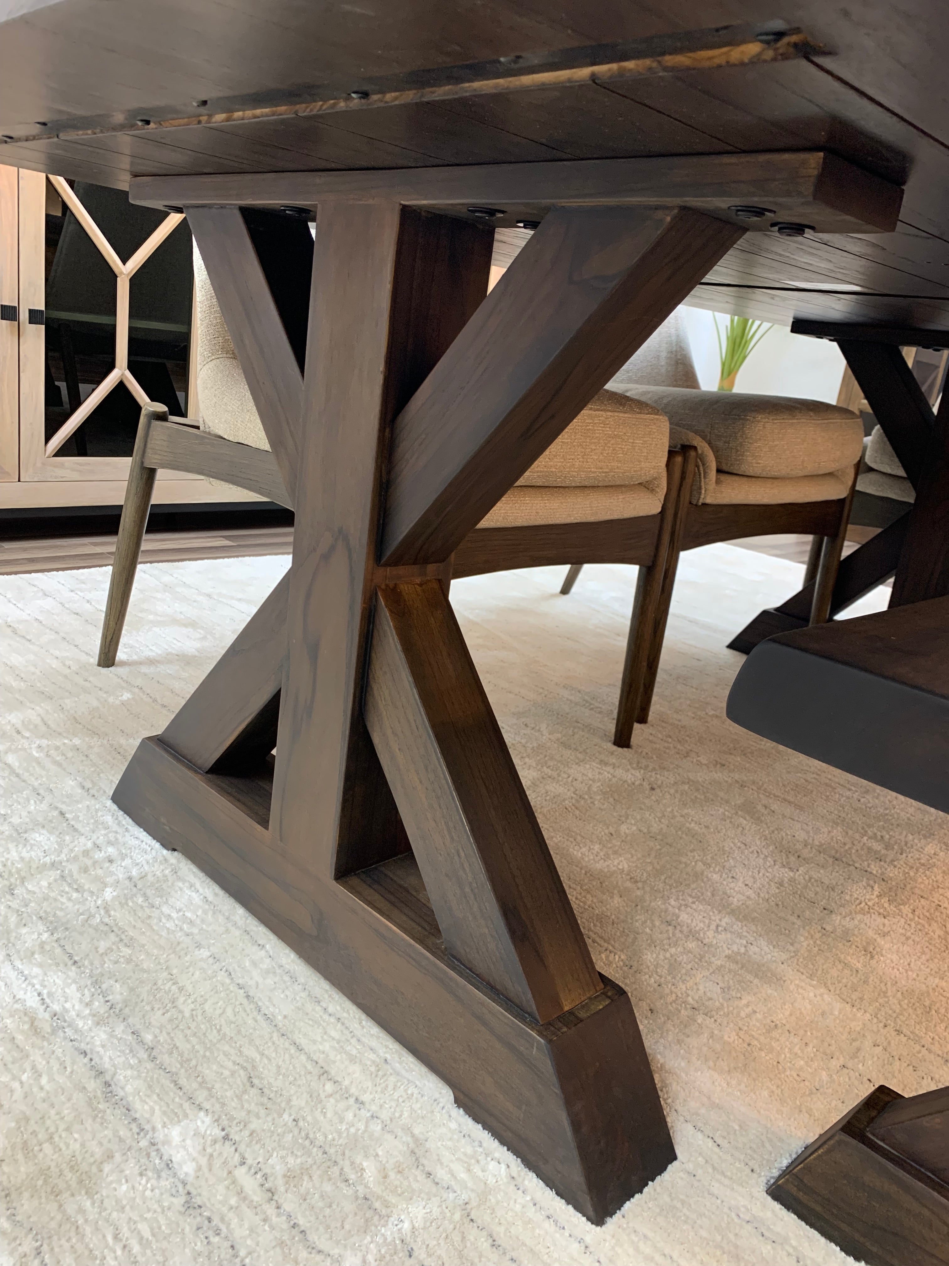 Bartholomew 84" Teak Live Edge Dining Table - Natural + Black