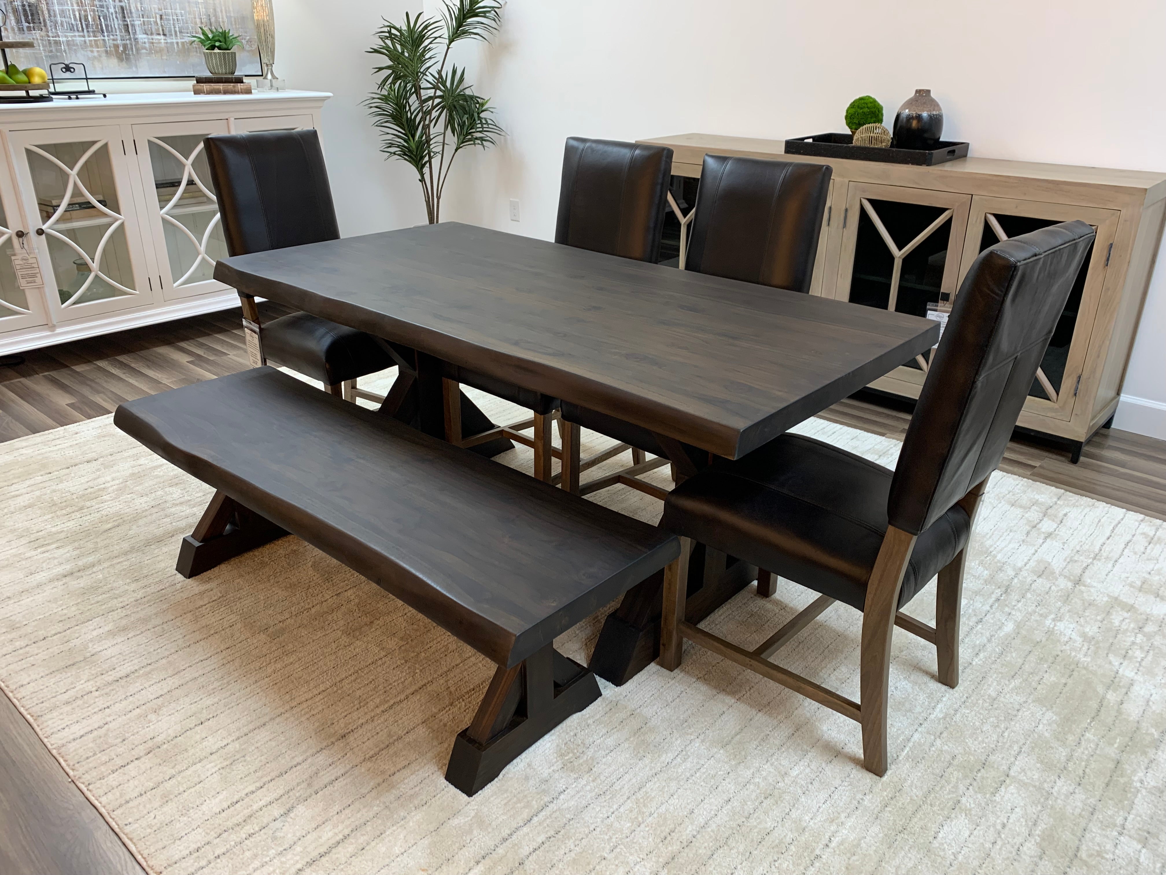 Bartholomew 72" Teak Live Edge Dining Table - Natural + Black