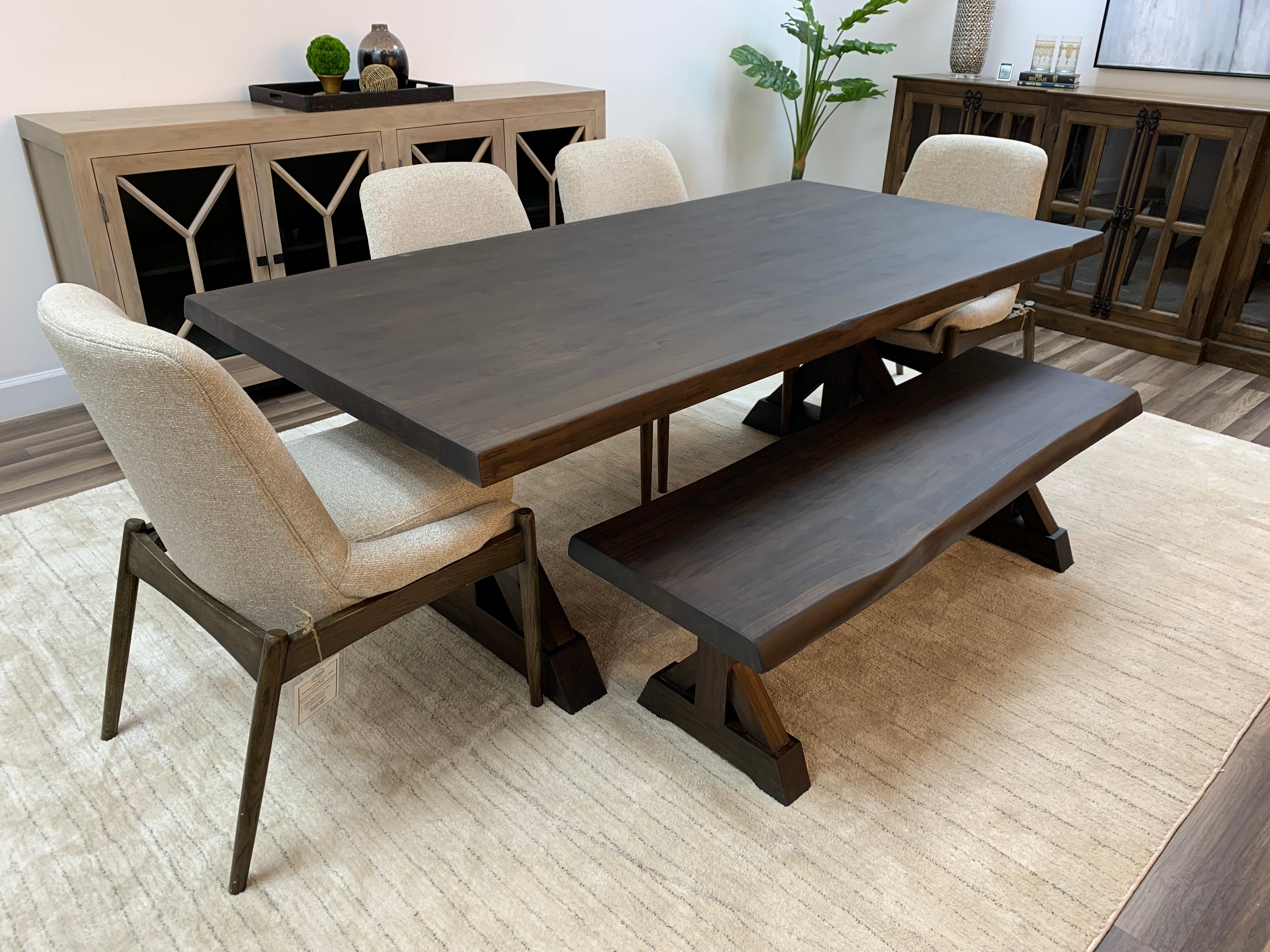 Bartholomew 84" Teak Live Edge Dining Table - Natural + Black