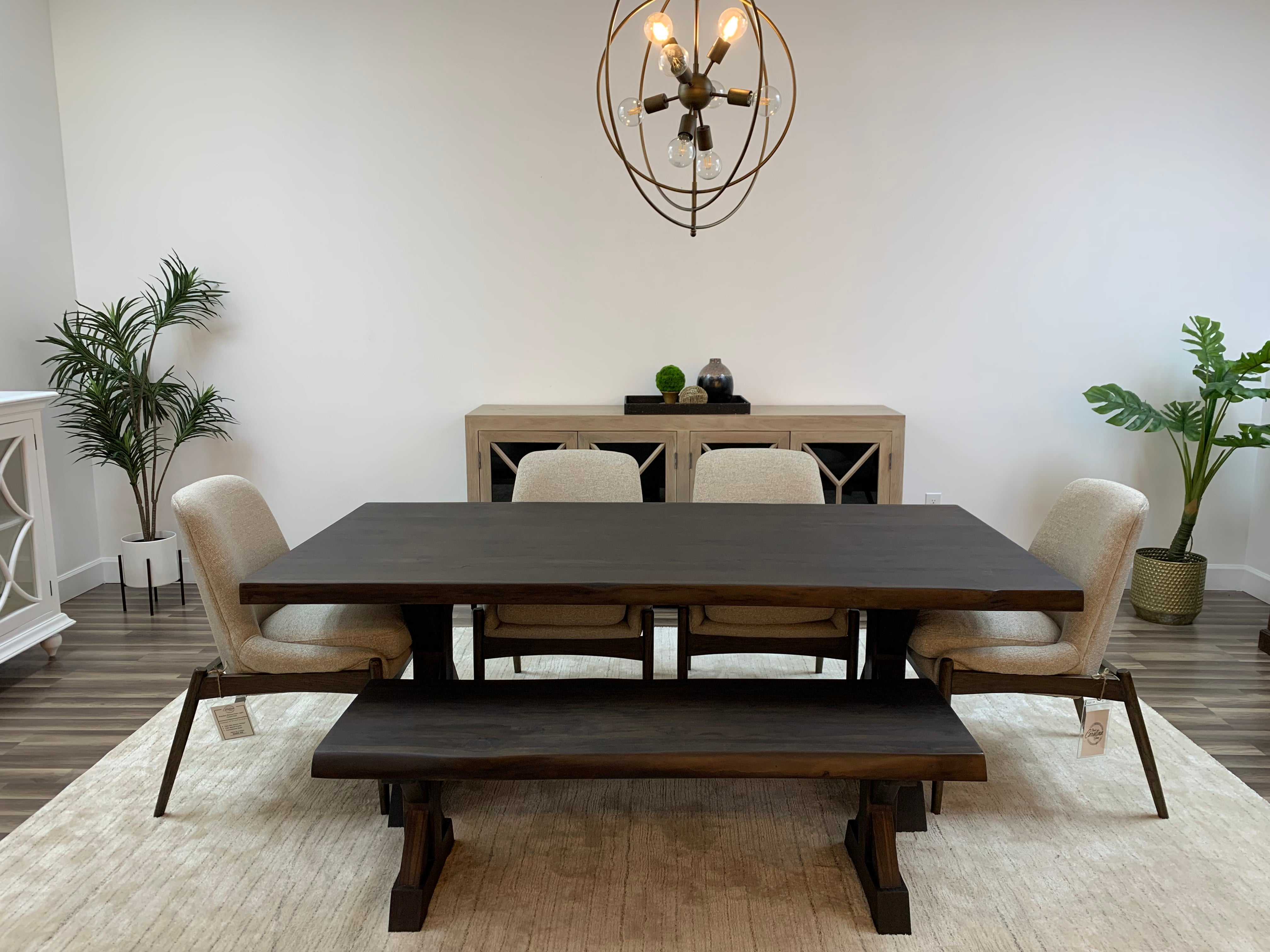 Bartholomew 84" Teak Live Edge Dining Table - Natural + Black
