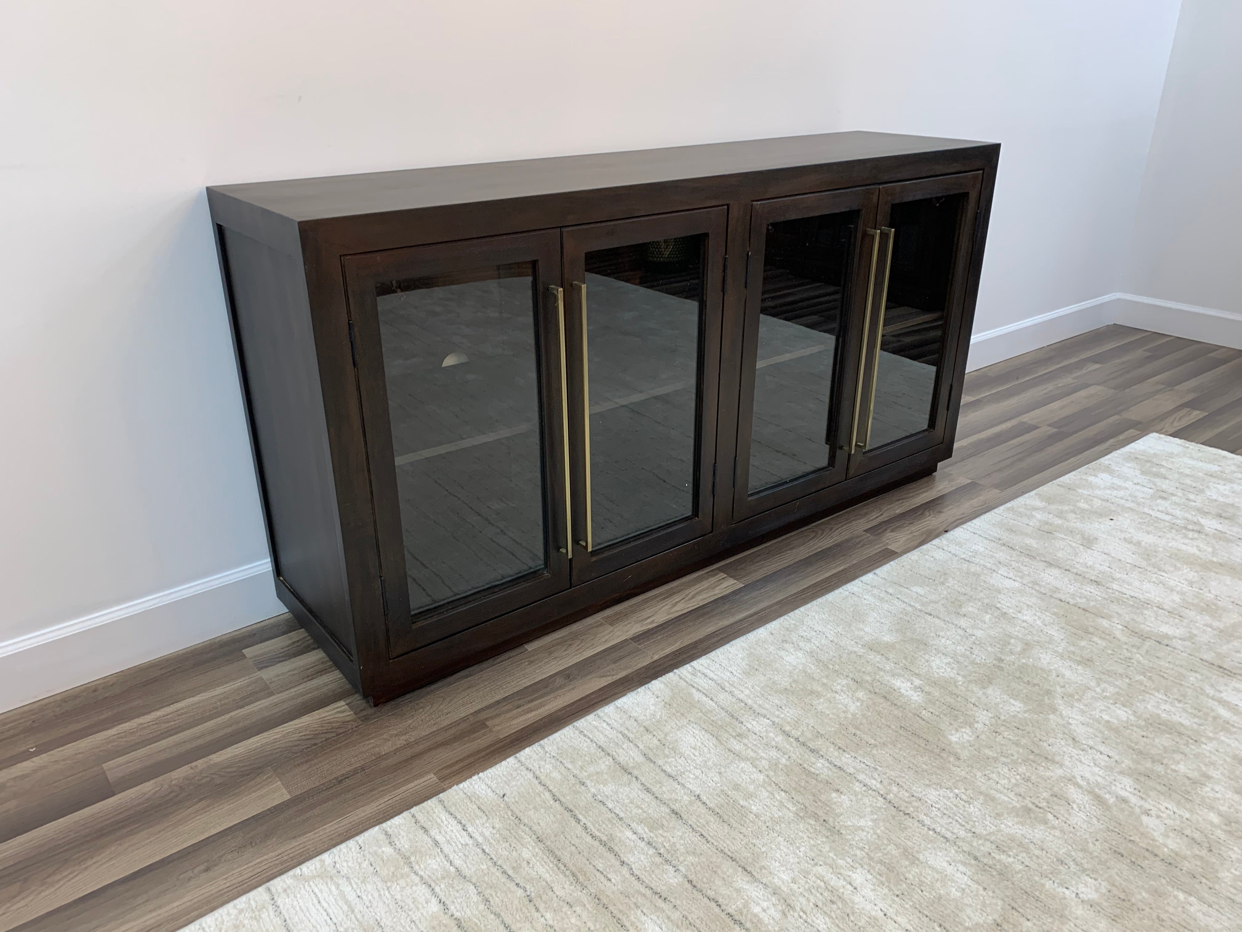 Tristan 72" 4 Door Glass Front Sideboard - Natural + Black