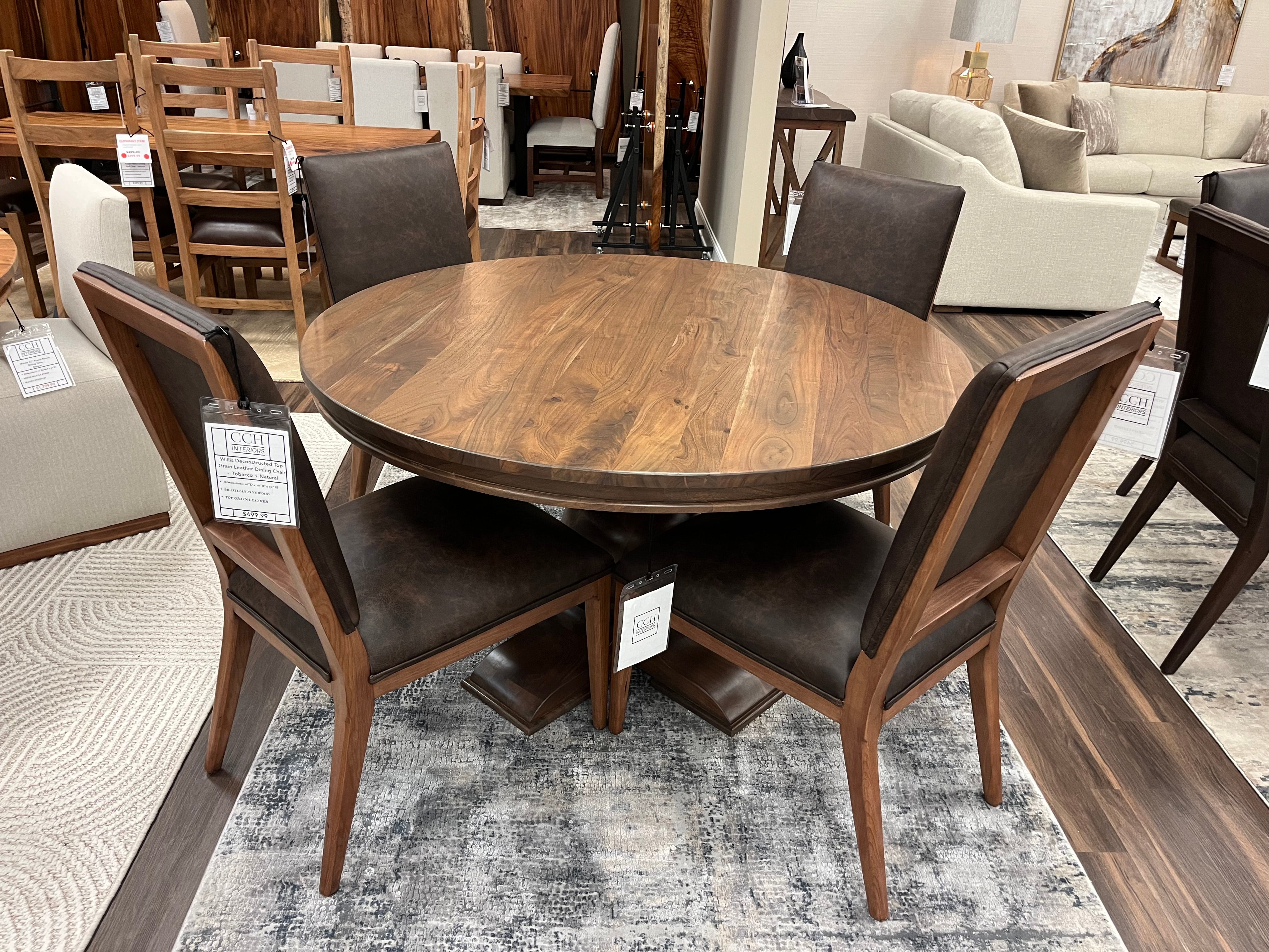 Marcia 53" Acacia Round Dining Table - Natural + Gray