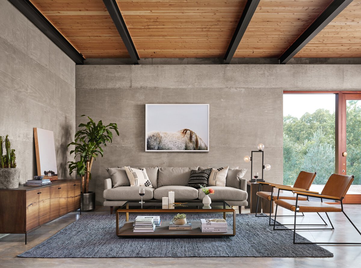 Berkley 56" Shadow Box Coffee Table - Tempered Glass