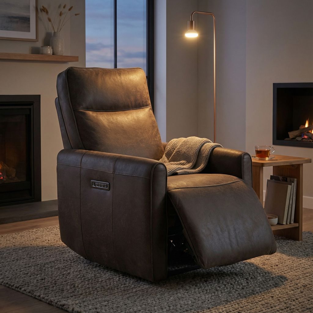 Val 29" Top Grain Leather Power Motion Recliner - Mushroom