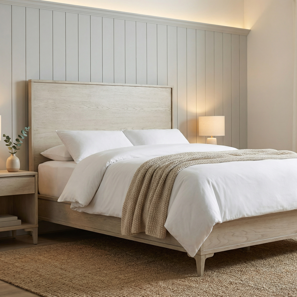 Victor 80" Oak King Bed - Vintage White
