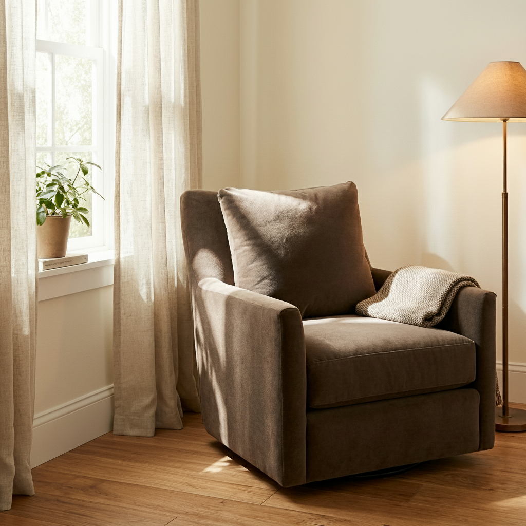 Walker 34" Quick Ship Swivel Glider - Sable Grey Velvet