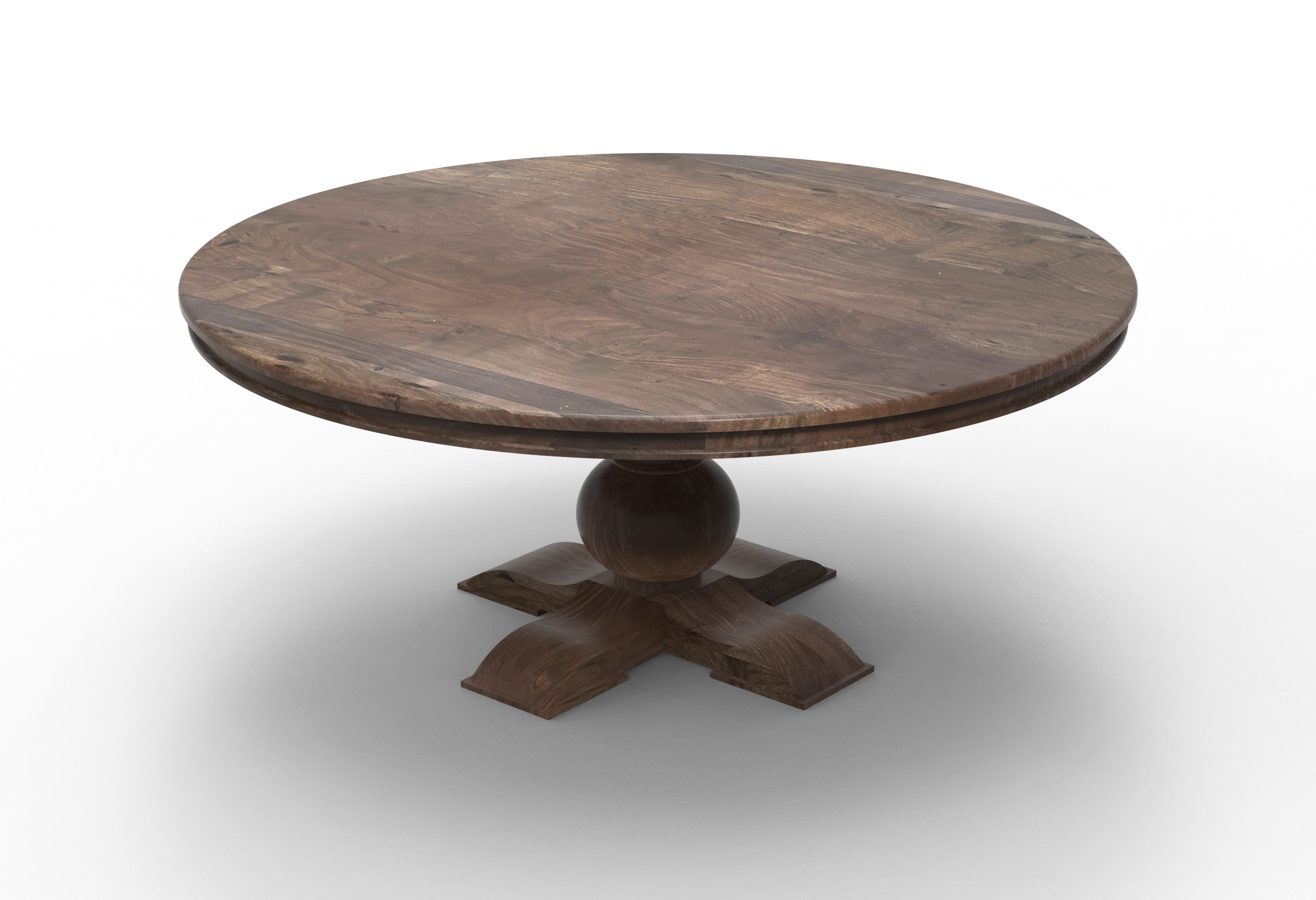 Marcia 72" Acacia Round Dining Table - Natural + Smoke