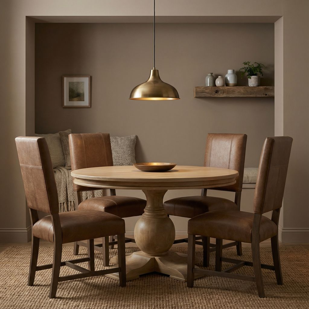 Marcia 42" Acacia Round Dining Table - New White Wash