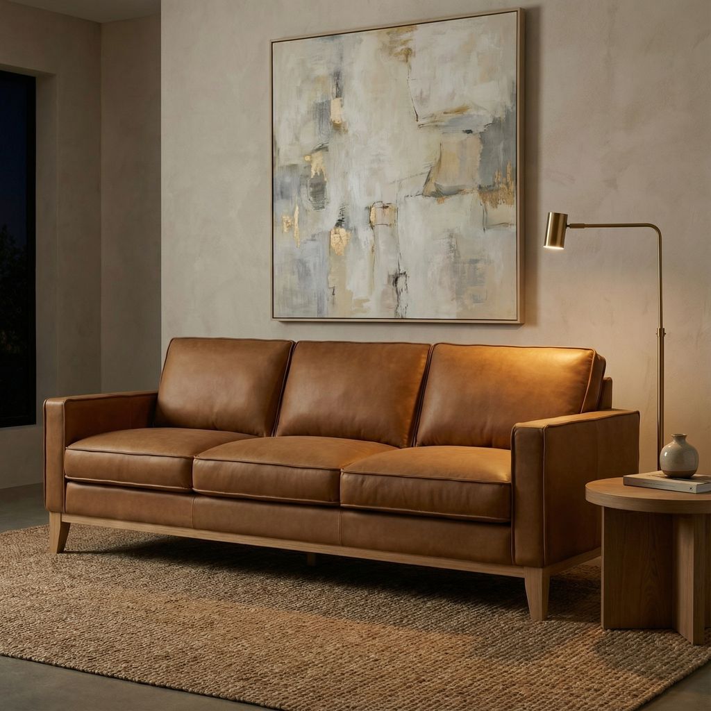 Willis 90" Top Grain Leather 3 Cushion Sofa - Napa Ranch