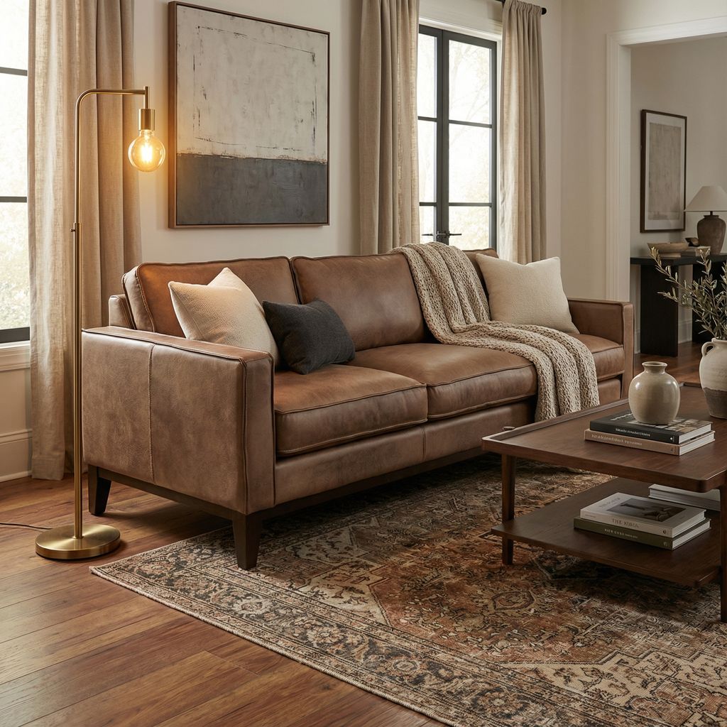 Willis 90" Top Grain Leather 3 Cushion Sofa - Diva Taupe