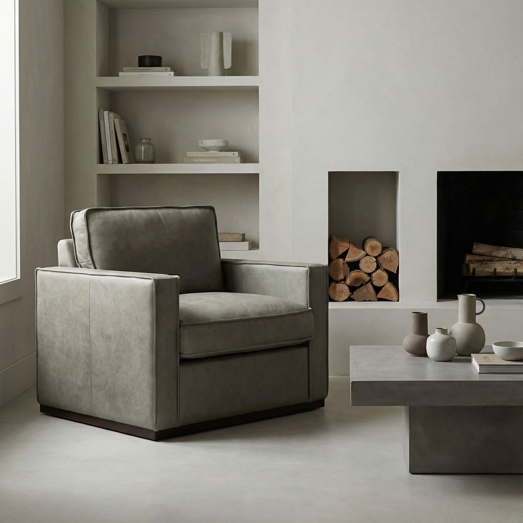 Willis 36" Top Grain Leather Swivel Chair - Napa Light Gray